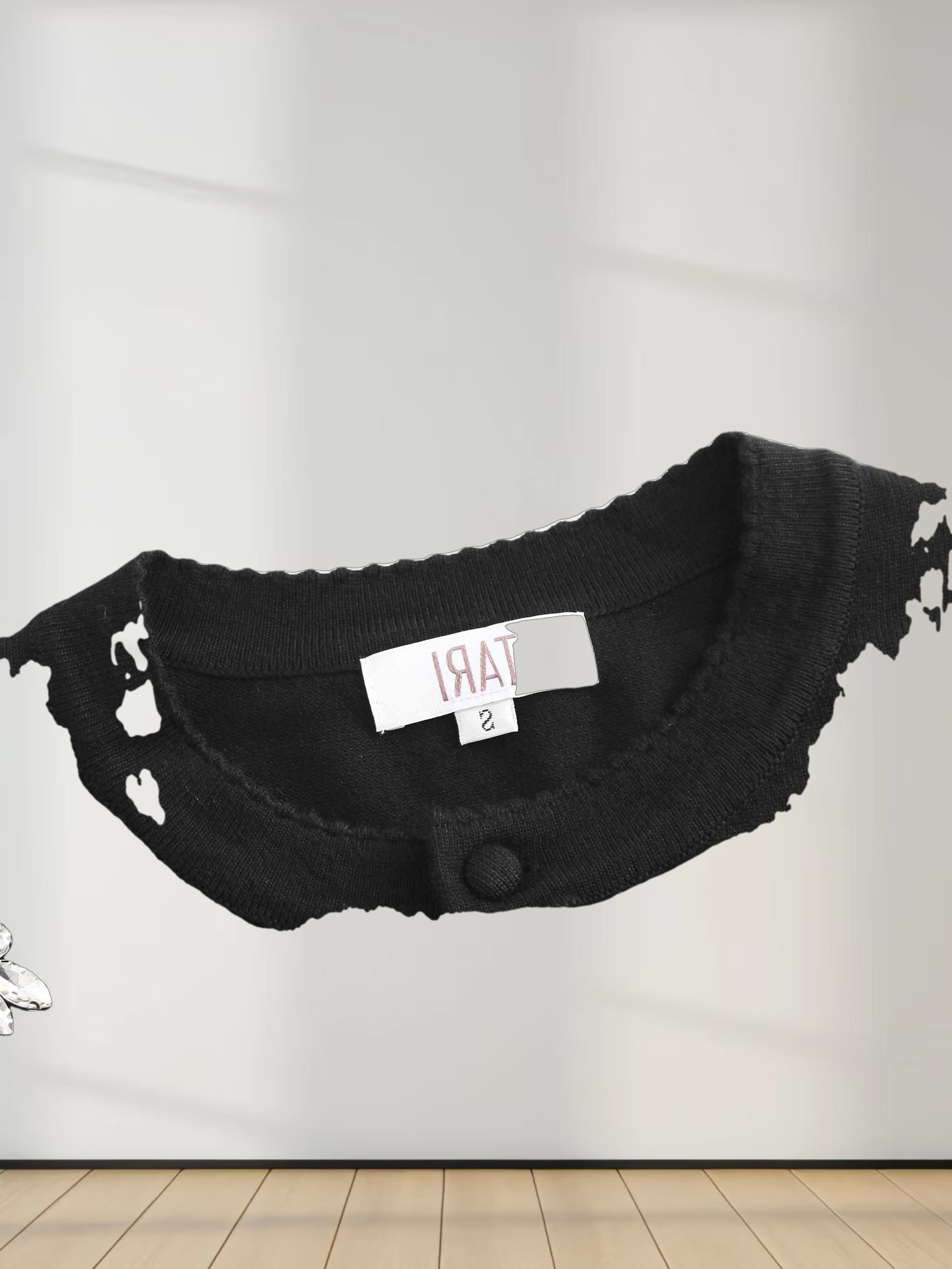 Embellished Cluster Crop Cardigan-Black