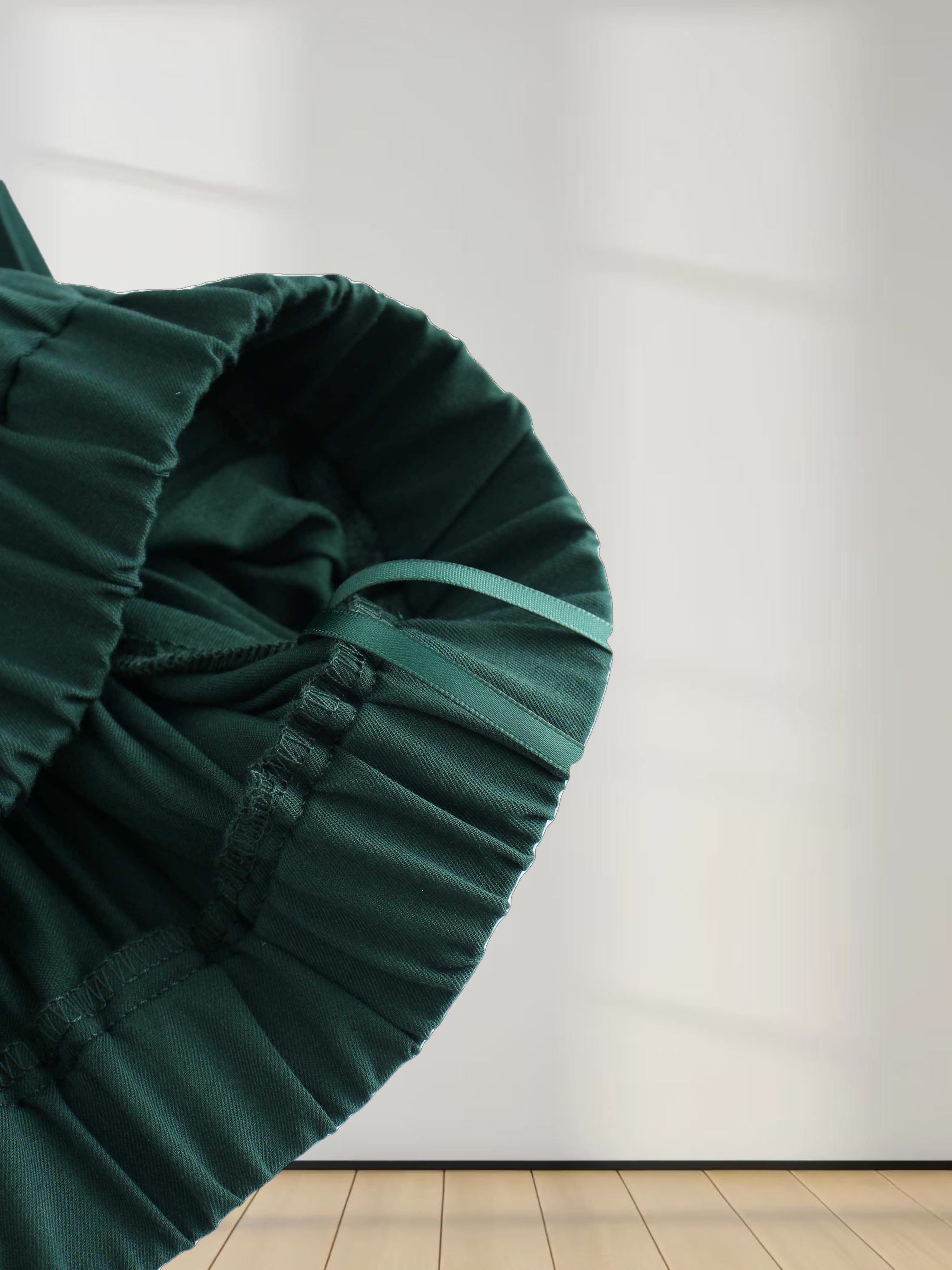 Mix Pleat Skirt-Emerald Green