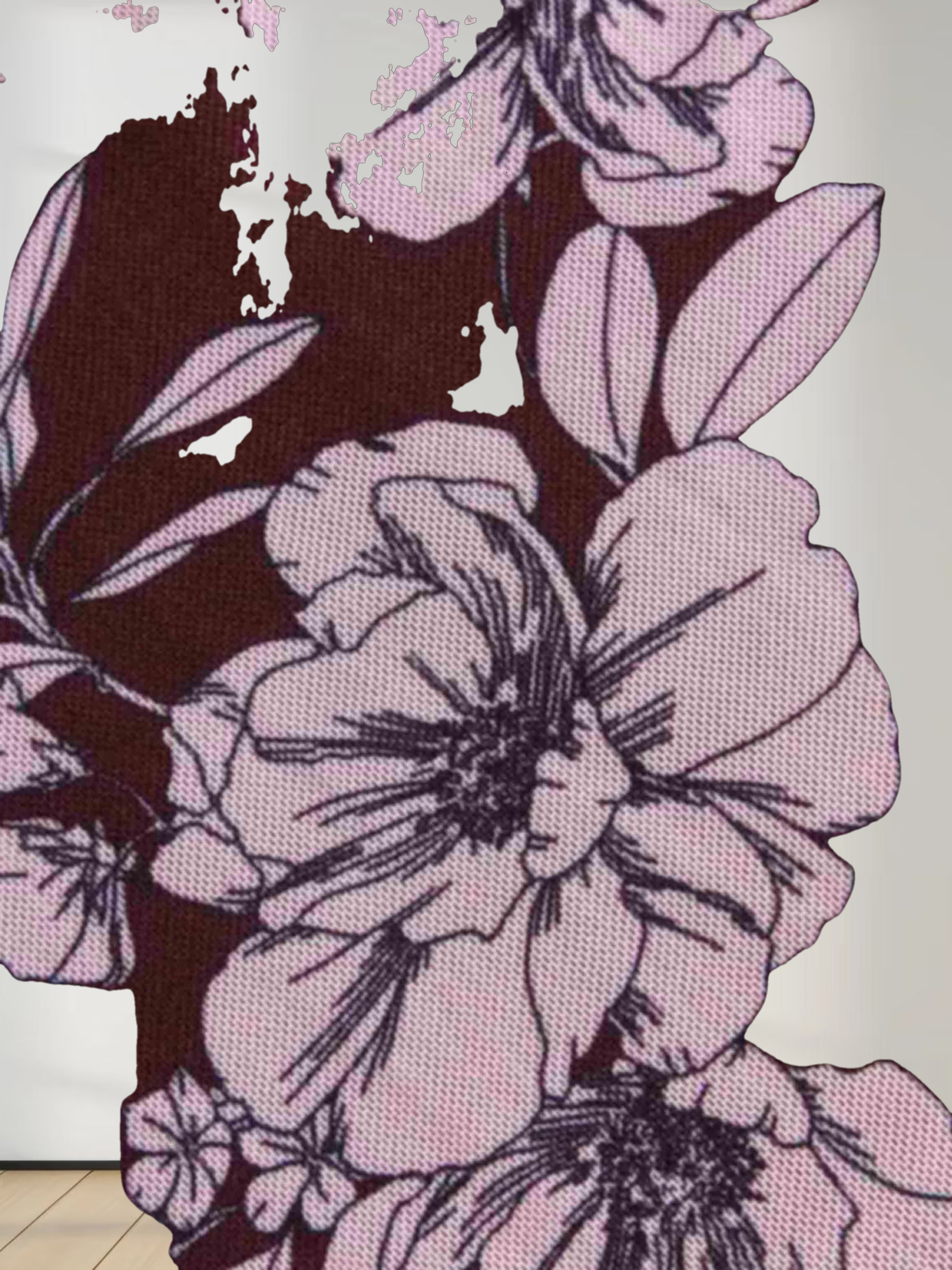 Printed Mesh Crew Neck Top-Striped Floral