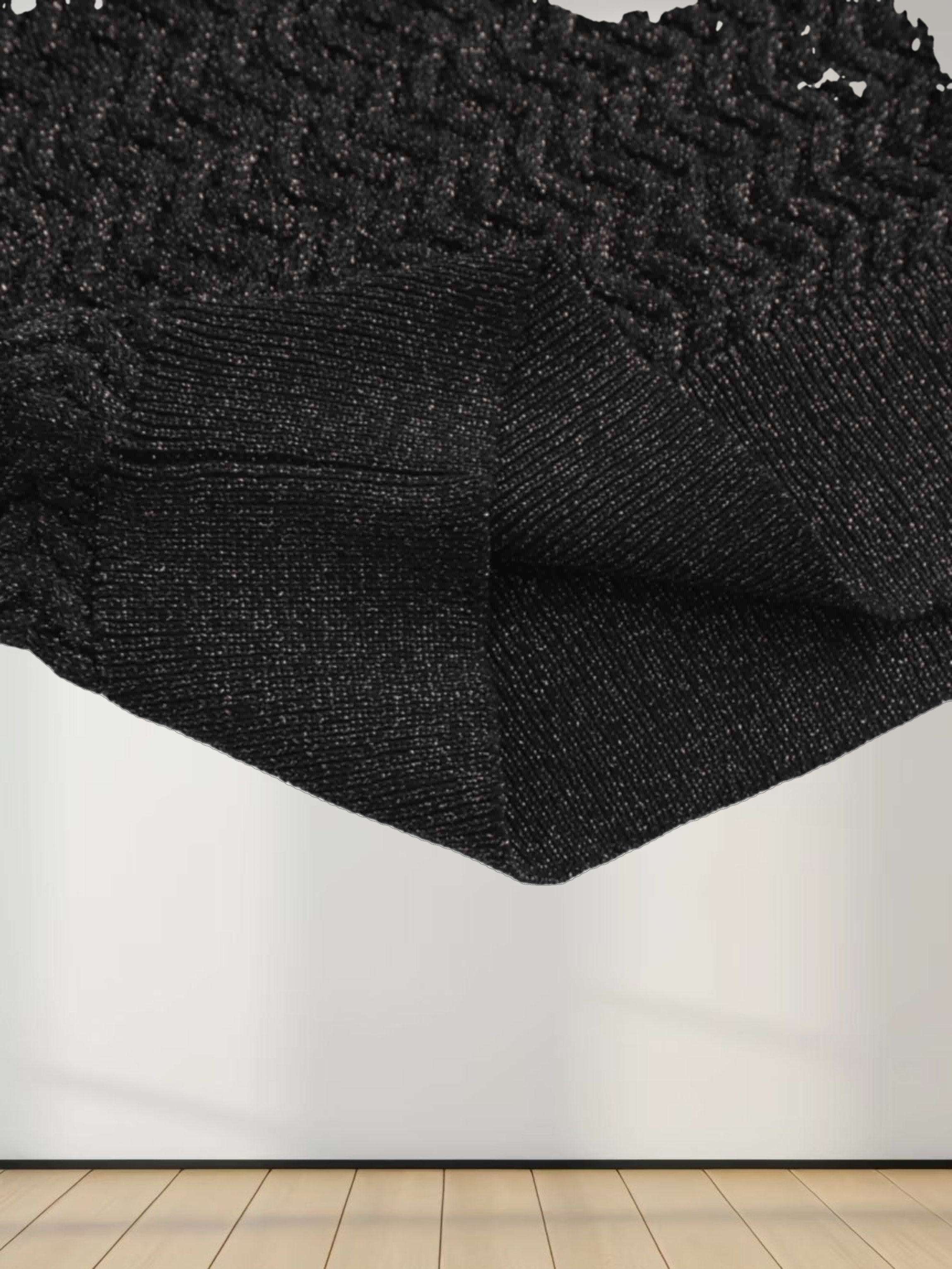 Textured Lurex Crew Sweater-Black