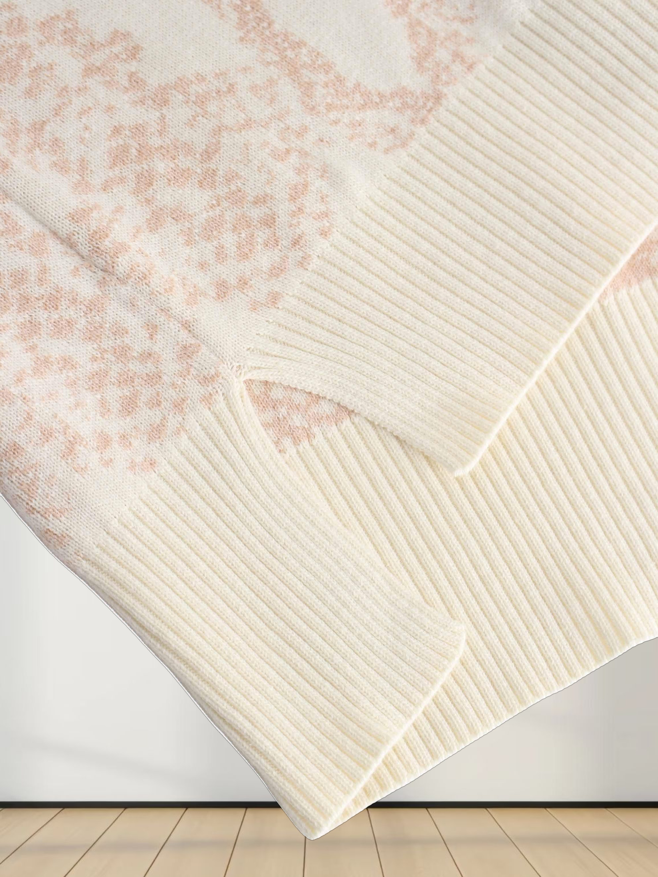 Reptile Print Sweater-Cream/Peach