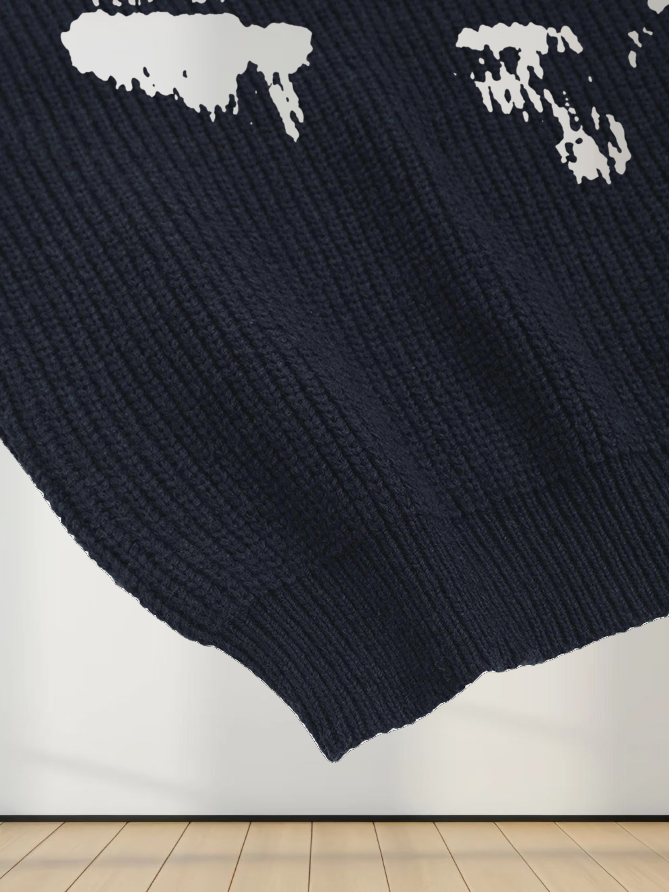 Puff Sleeve Sweater-Navy