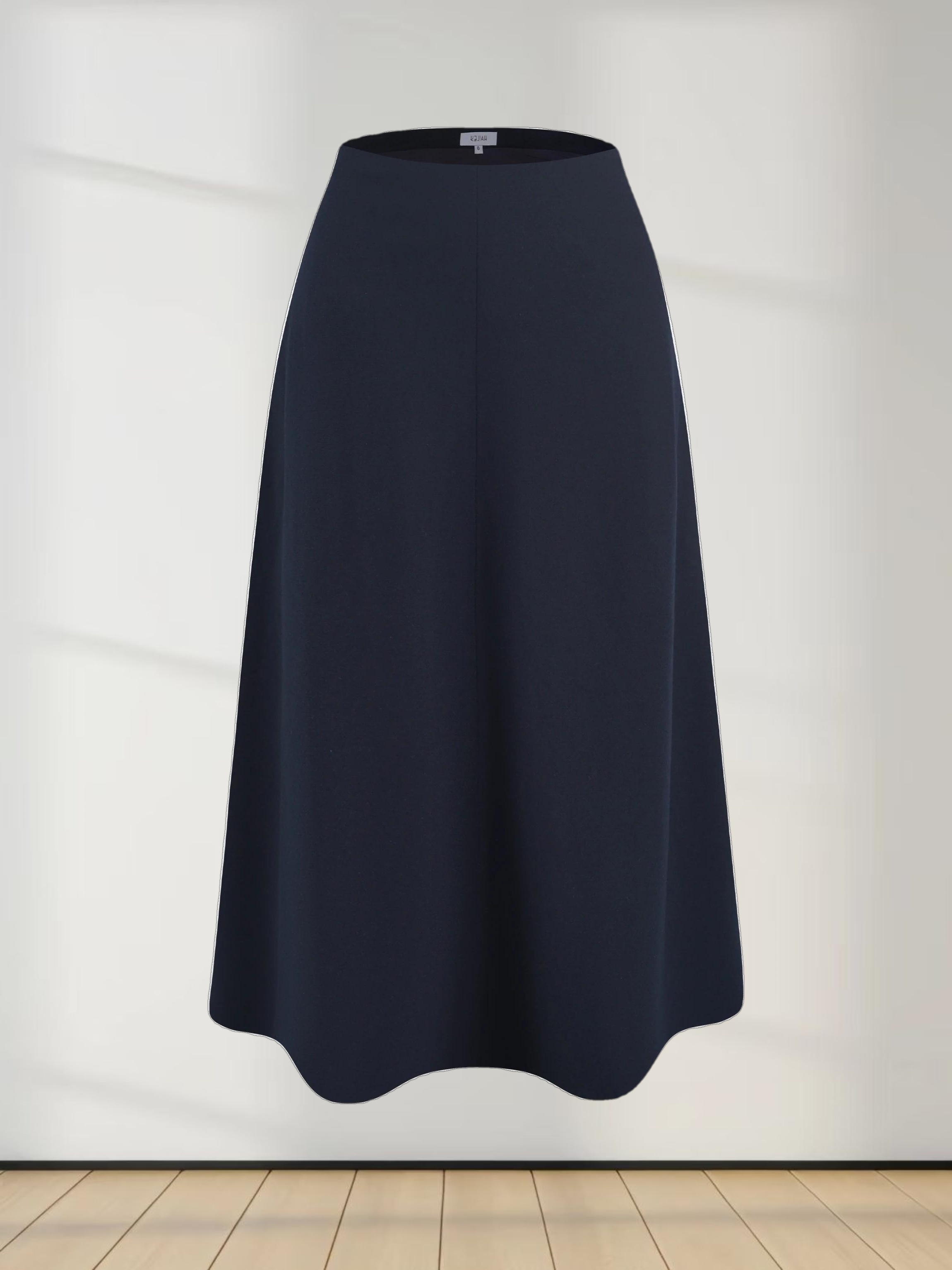 Basic A-Line Seamed Short Skirt-Navy