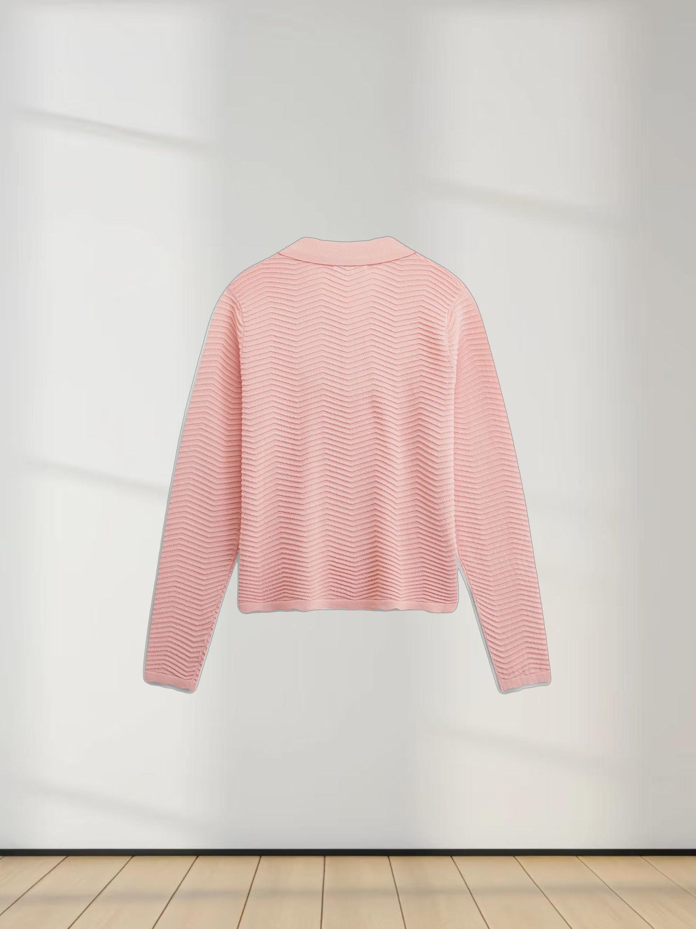 Scallop Edge Collar Sweater-Summer Blush