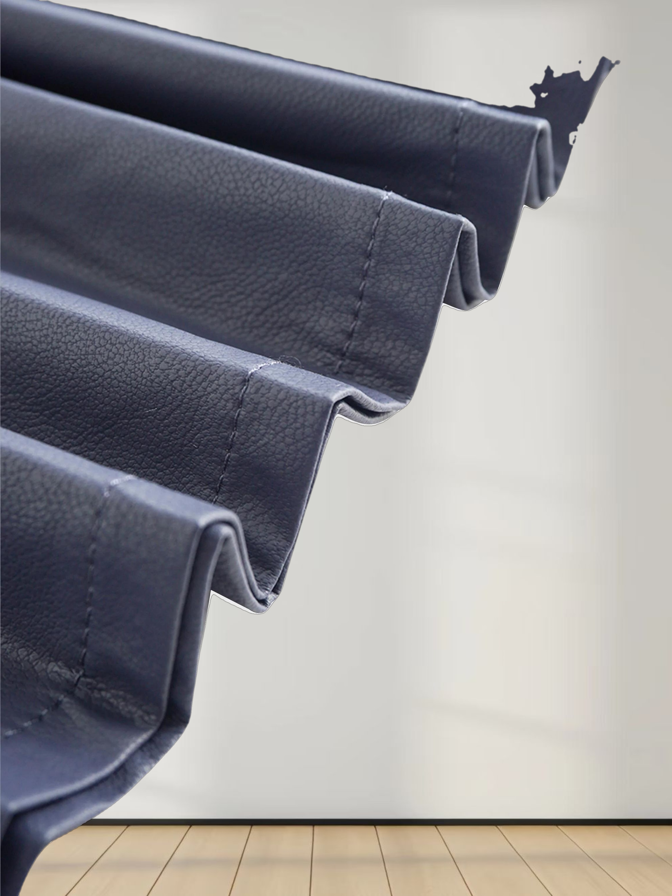 Accordion Pleated Faux Leather Skirt-Navy