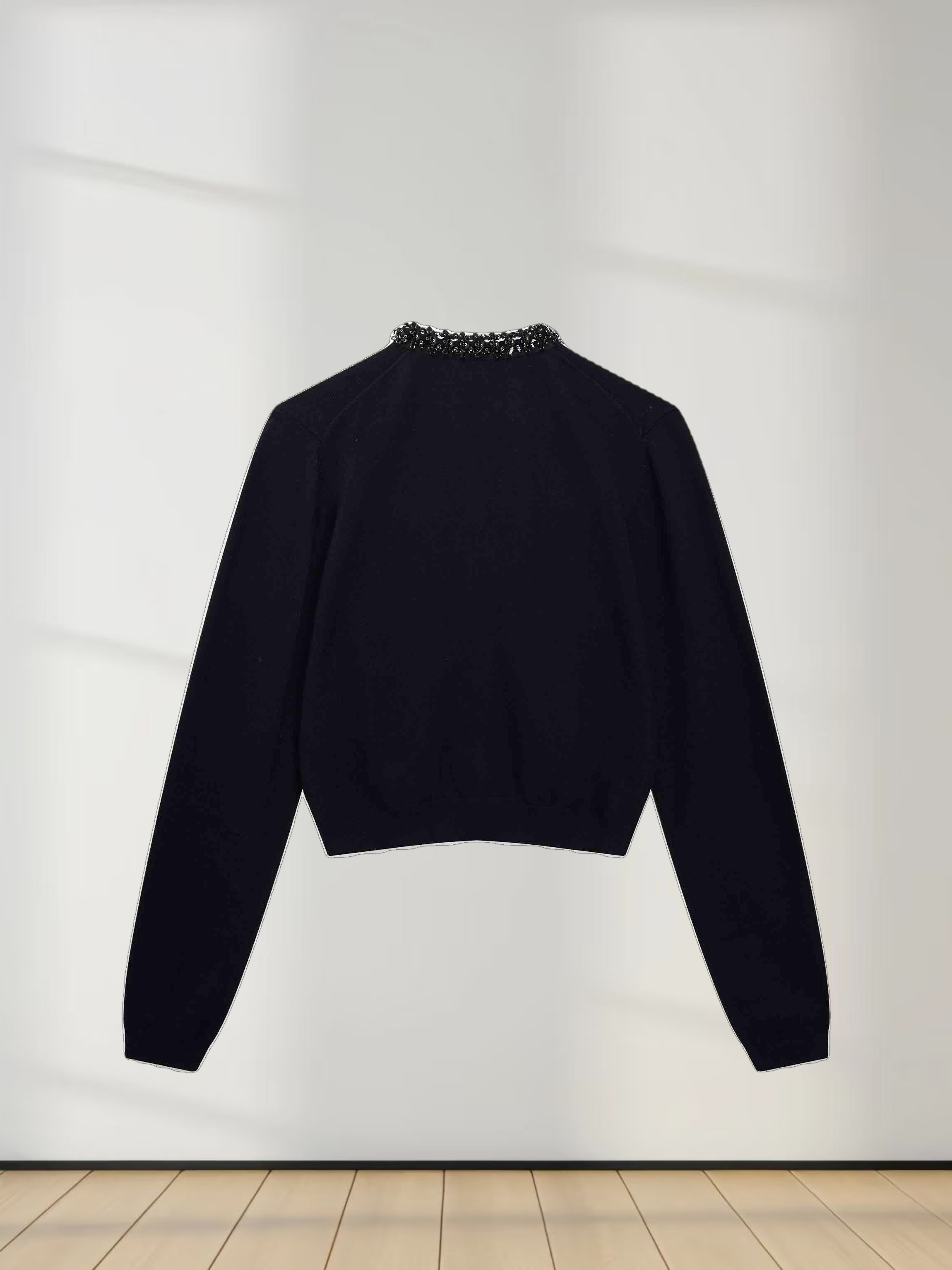 Embellished Cardigan Sweater-Black