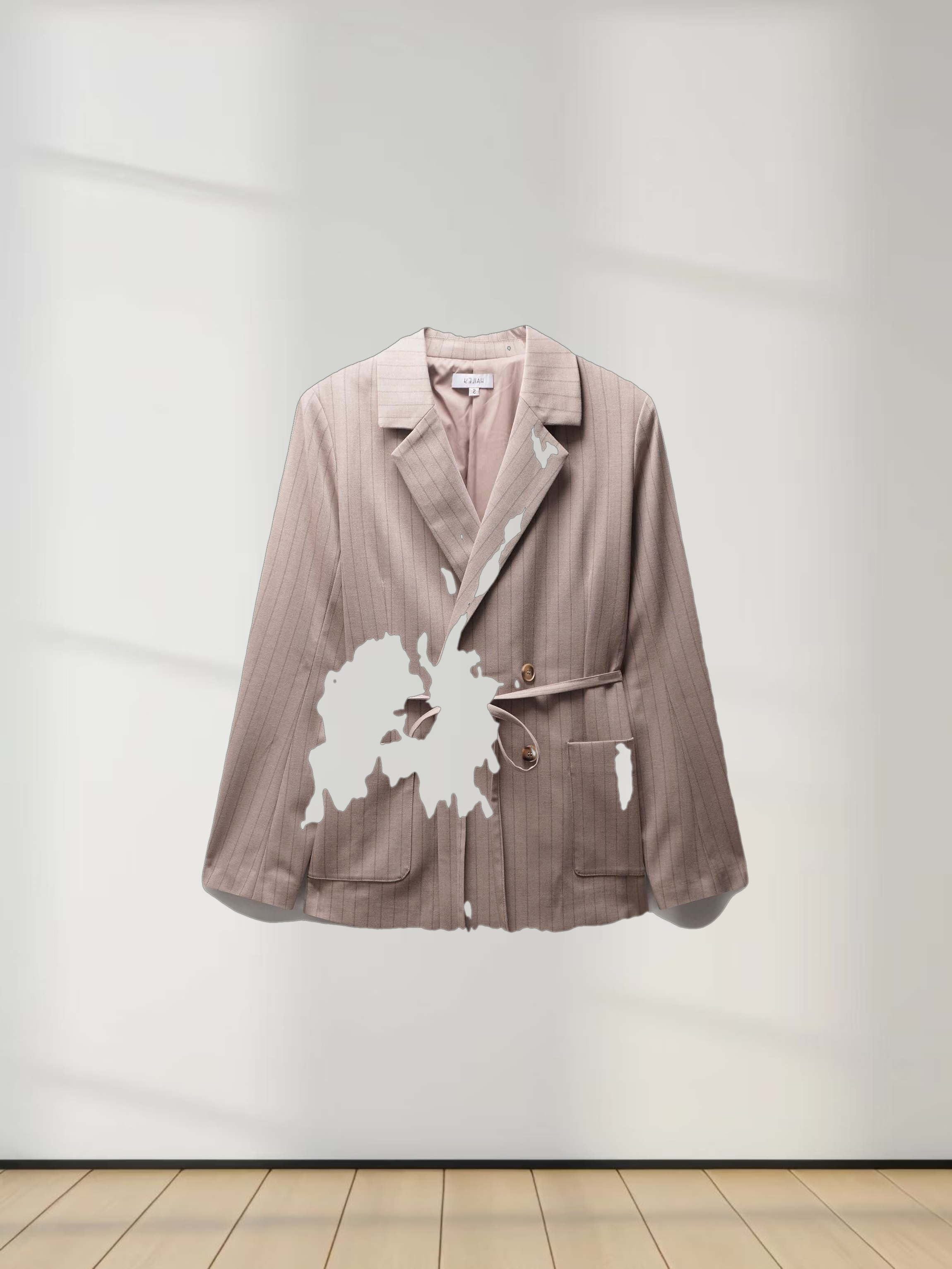 Double Breasted Pinstripe Jacket-Brown