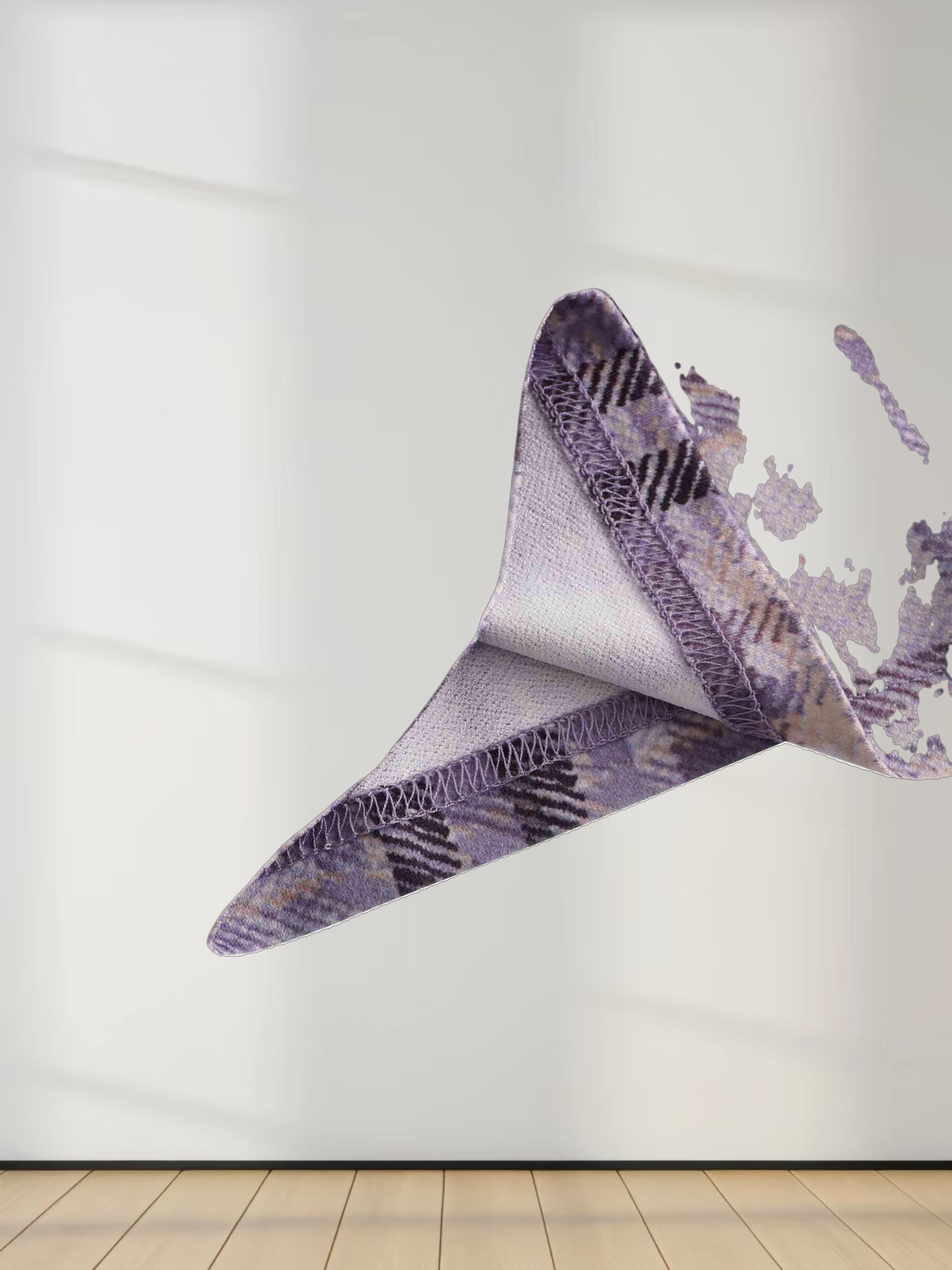 Stretch Printed Crew Top-Lavender Plaid