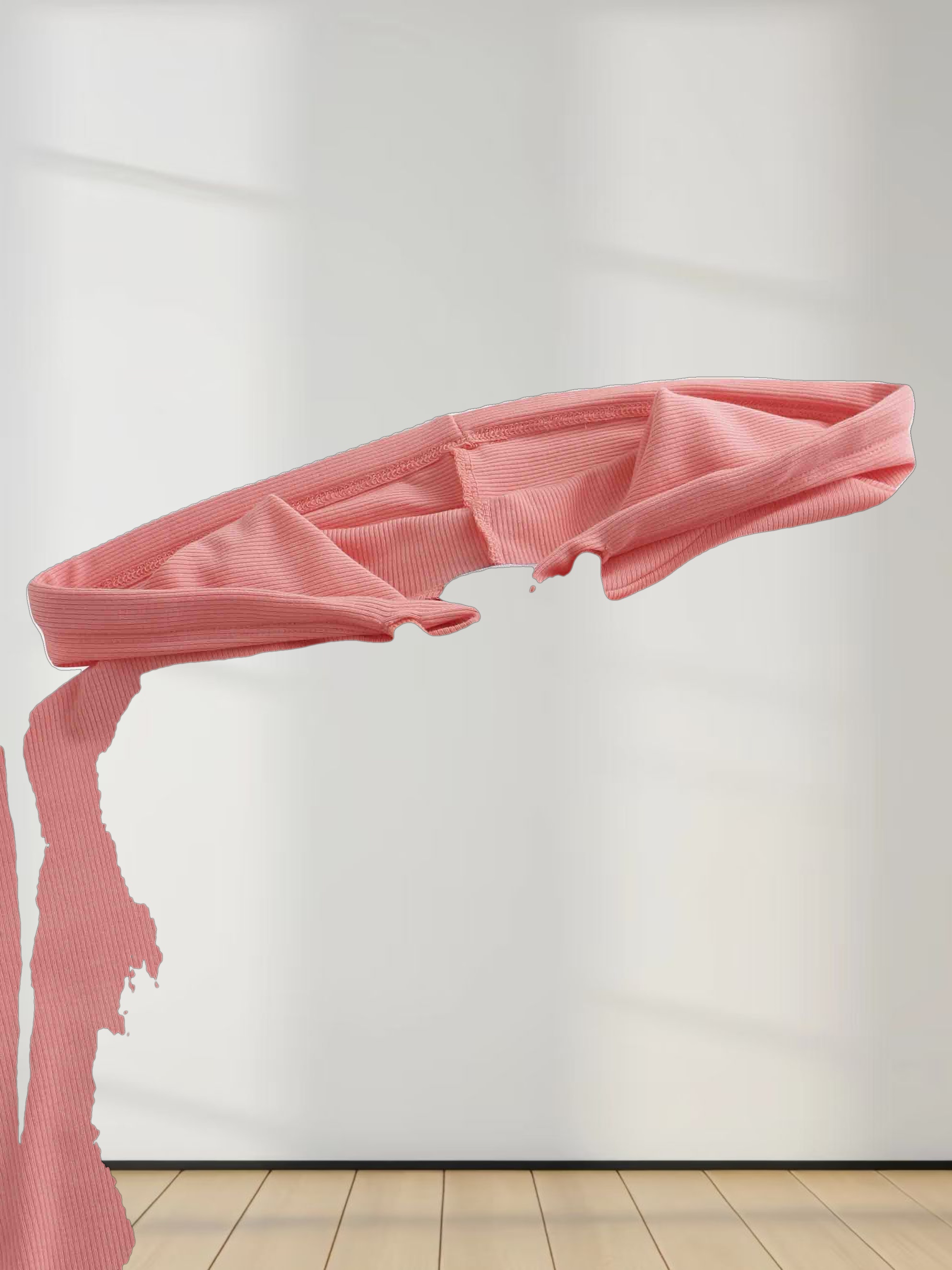 Ribbed Half Zip Hoodie Tee-Coral Pink