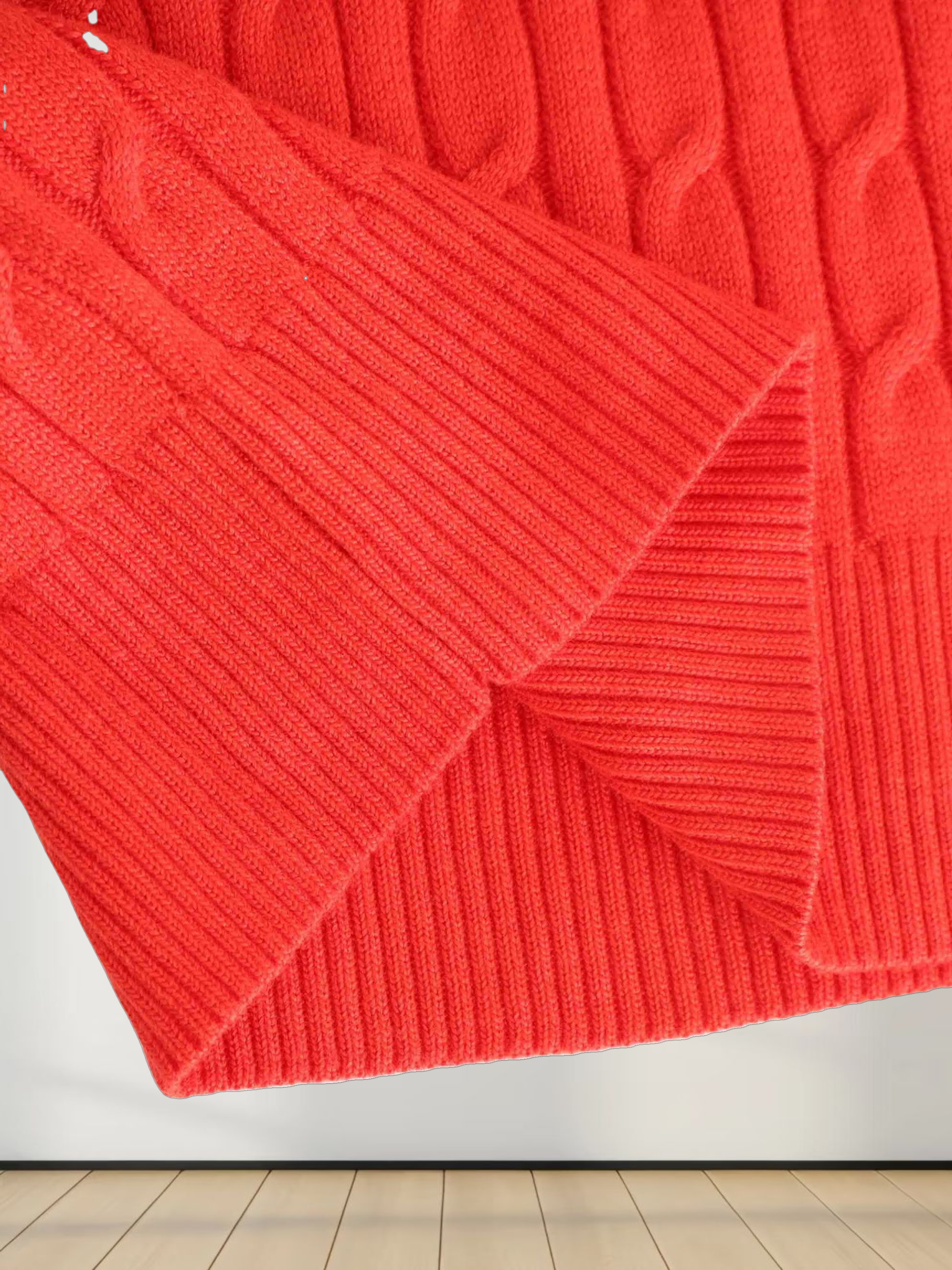 Knit Cable Sweater-Persimmon Orange