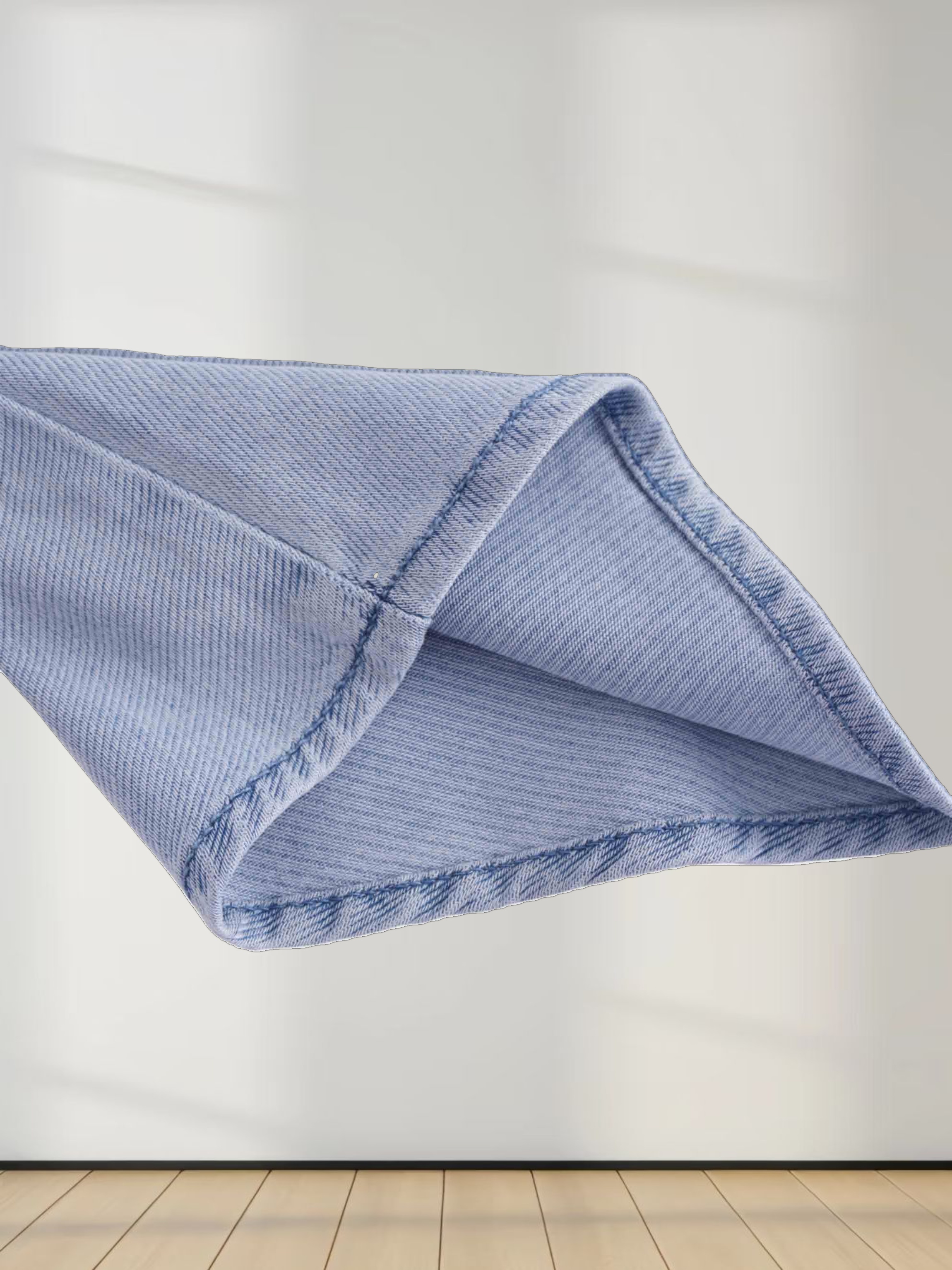 Chambray Denim Wrap Dress-Blue