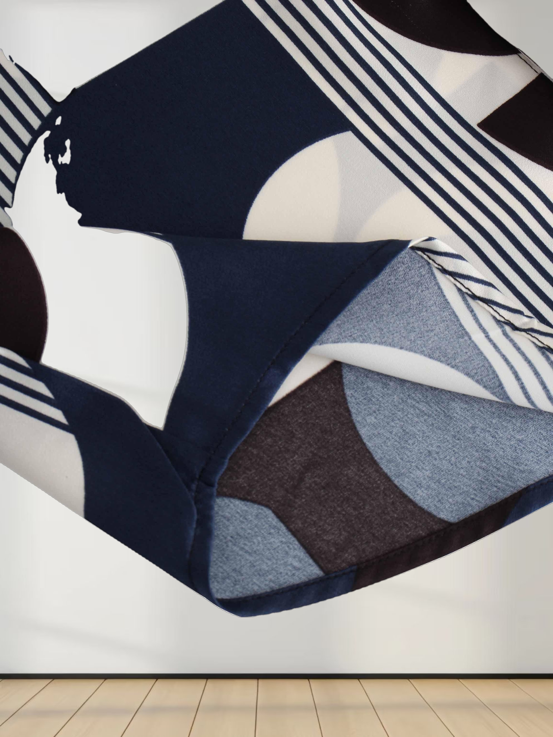 Puff Top Blouse-Geometric Design