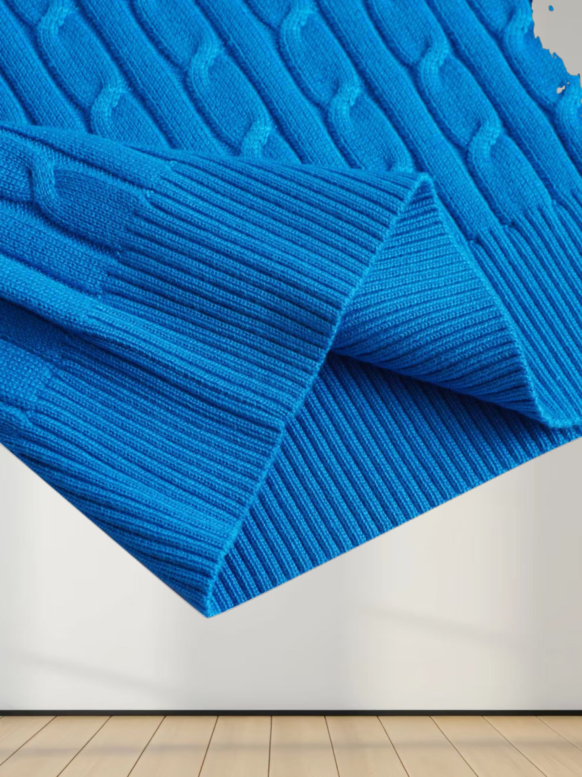 Knit Cable Sweater-Summer Cobalt Blue