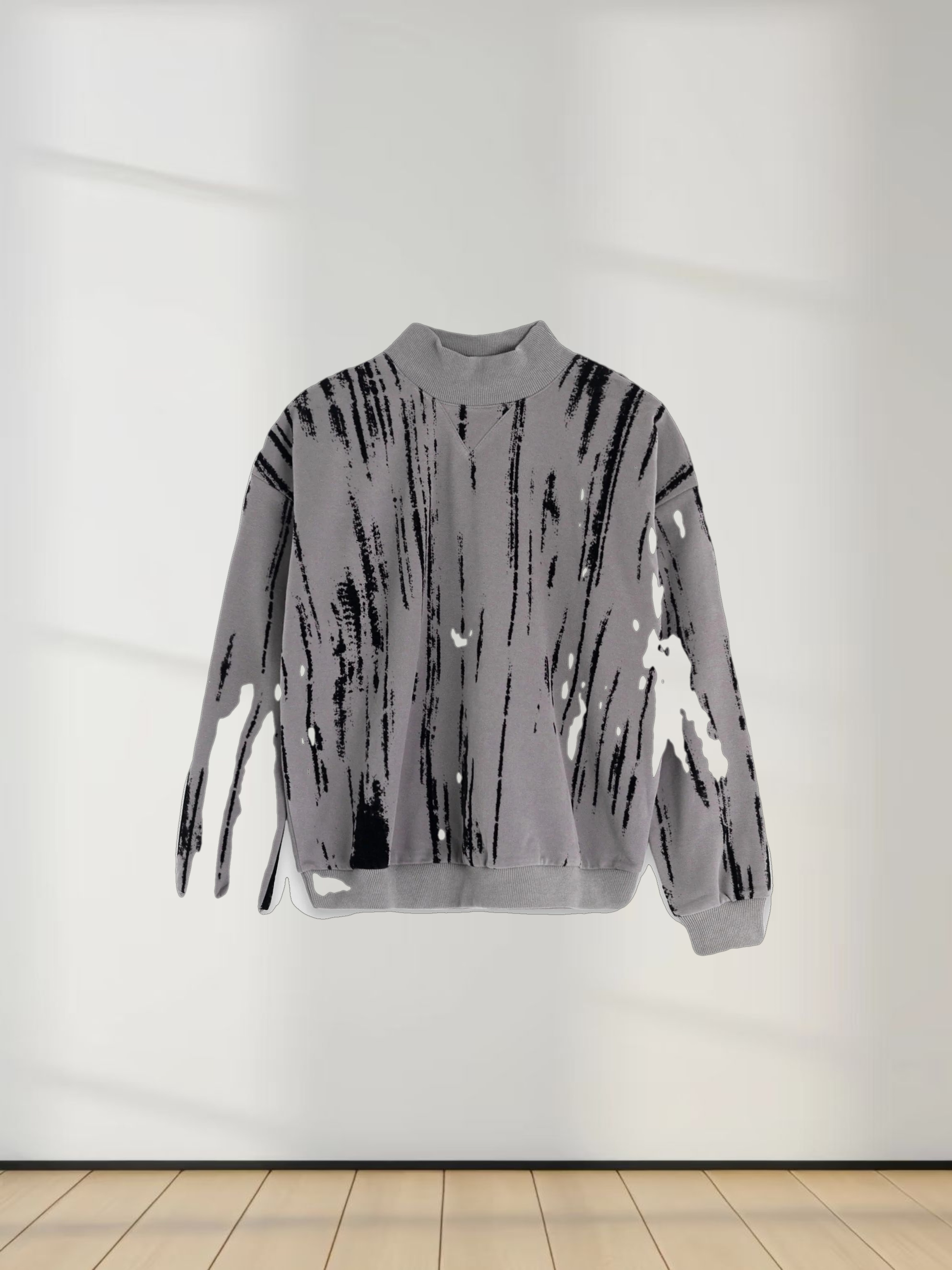 Tie Dye Splash Sweatshirt-Light Grey/Black
