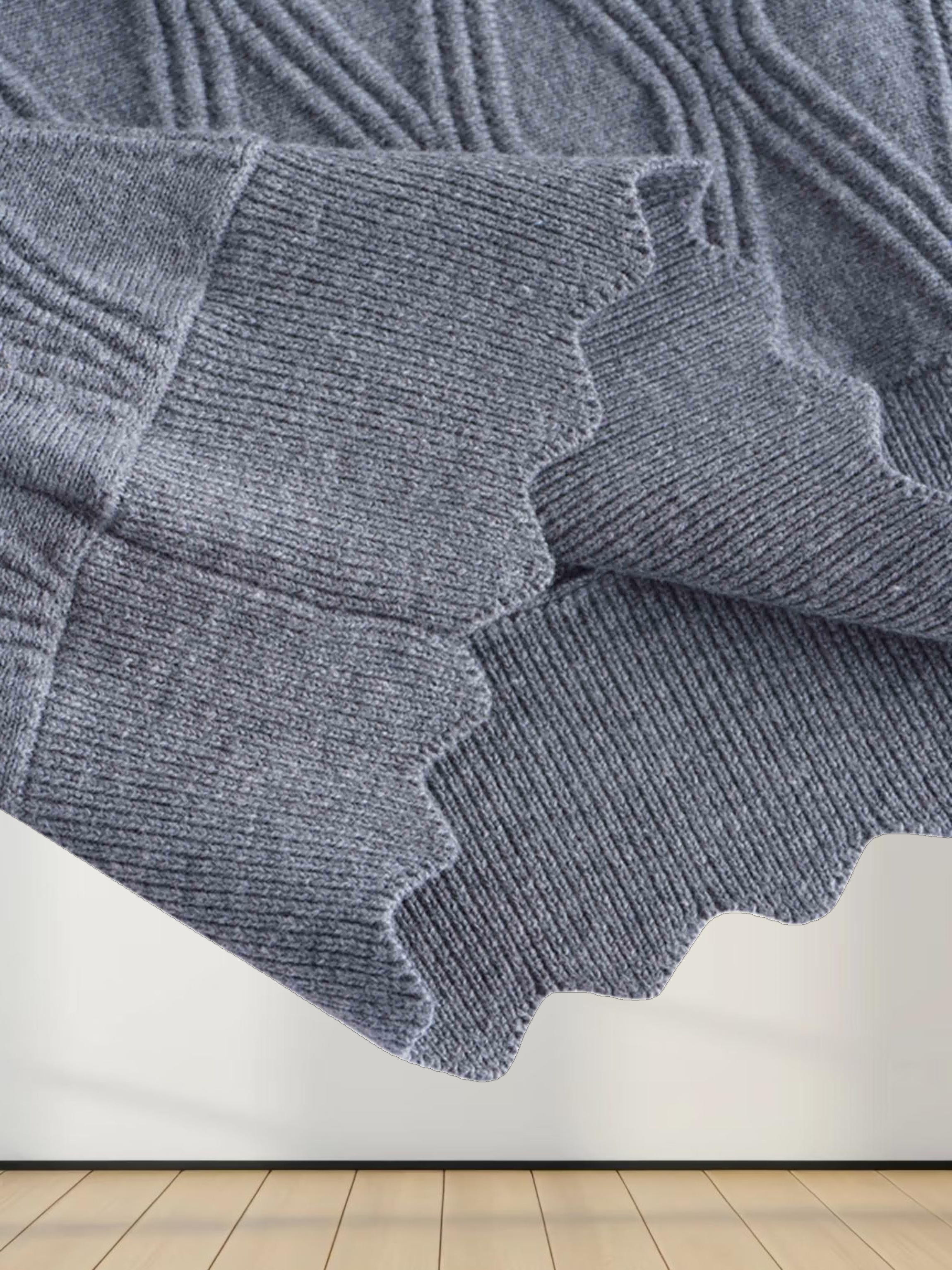 Scalloped Sleeveless Crew Neck Sweater-Heathered Grey