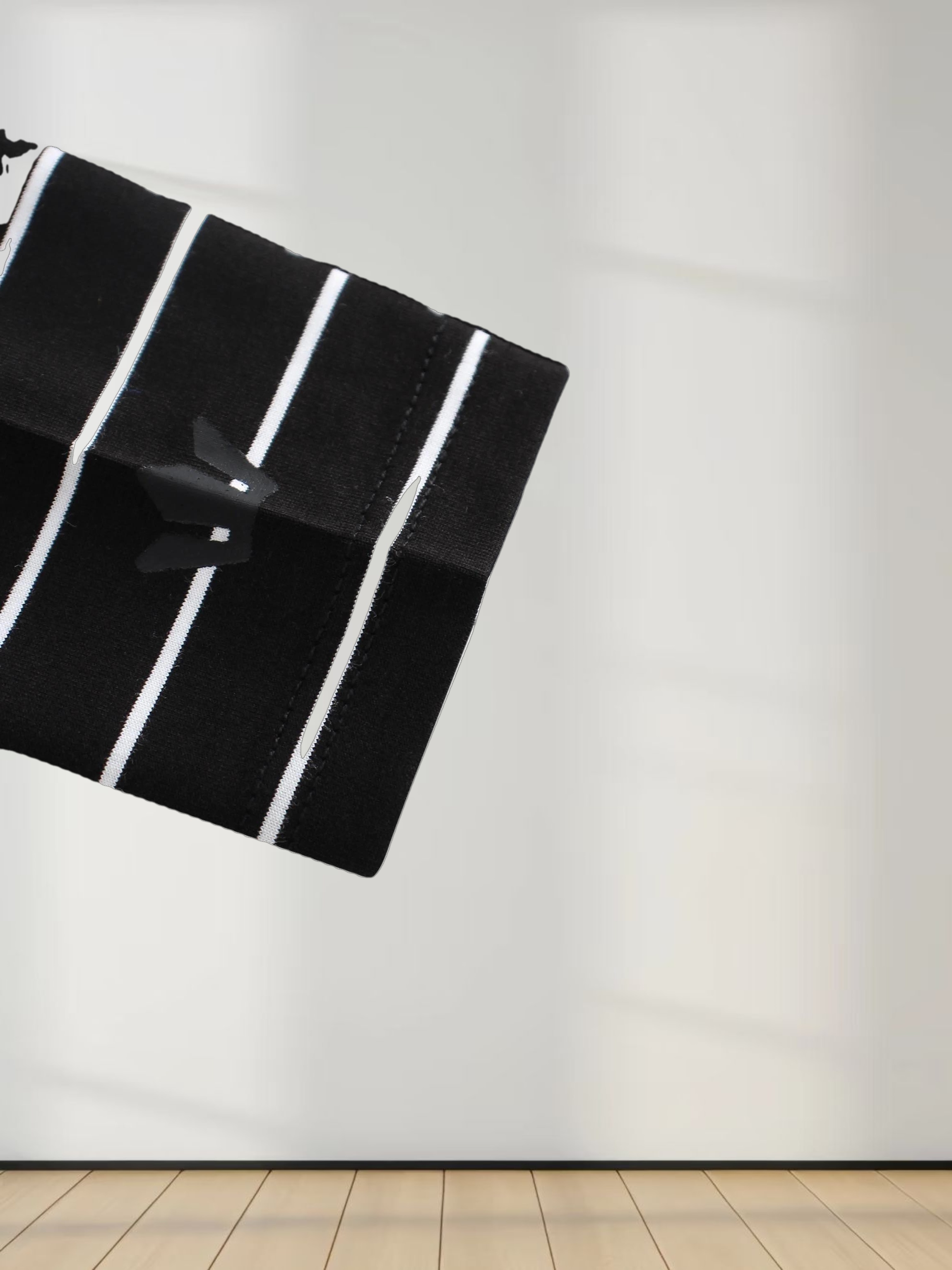 Striped Collar Snap Tee-Black/White