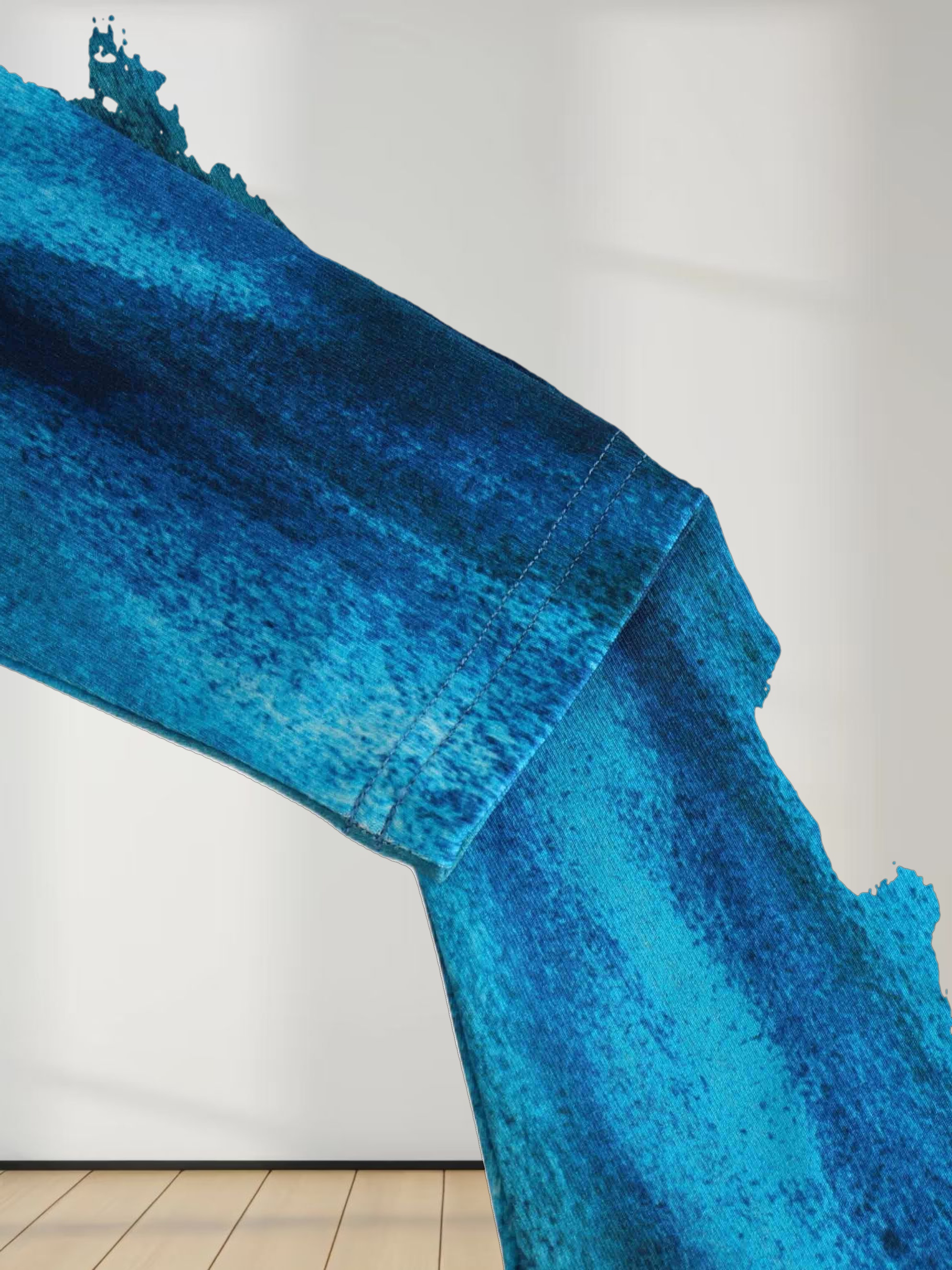 Printed Modal Turtleneck-Blue Ombre