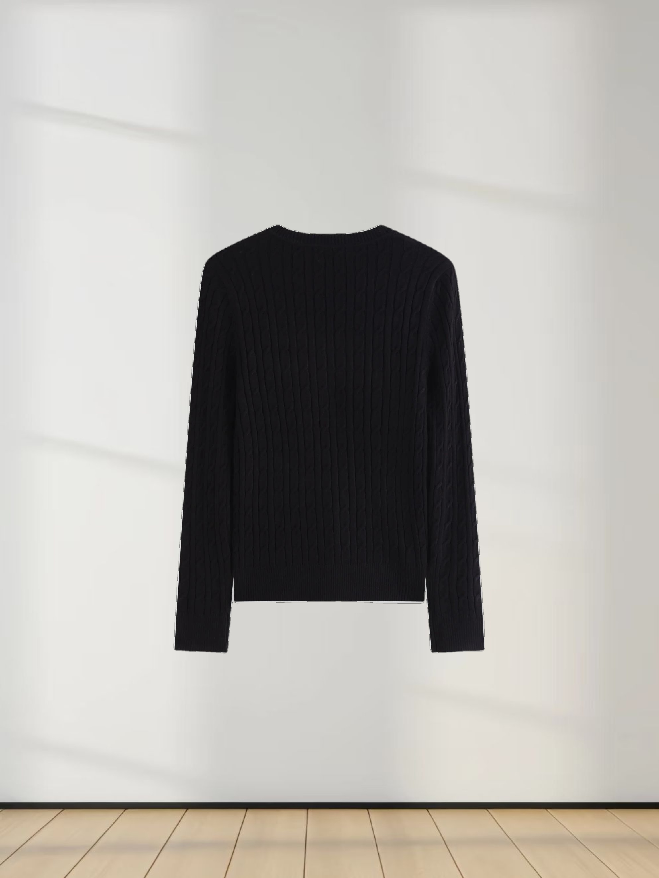 Knit Cable Sweater-Black