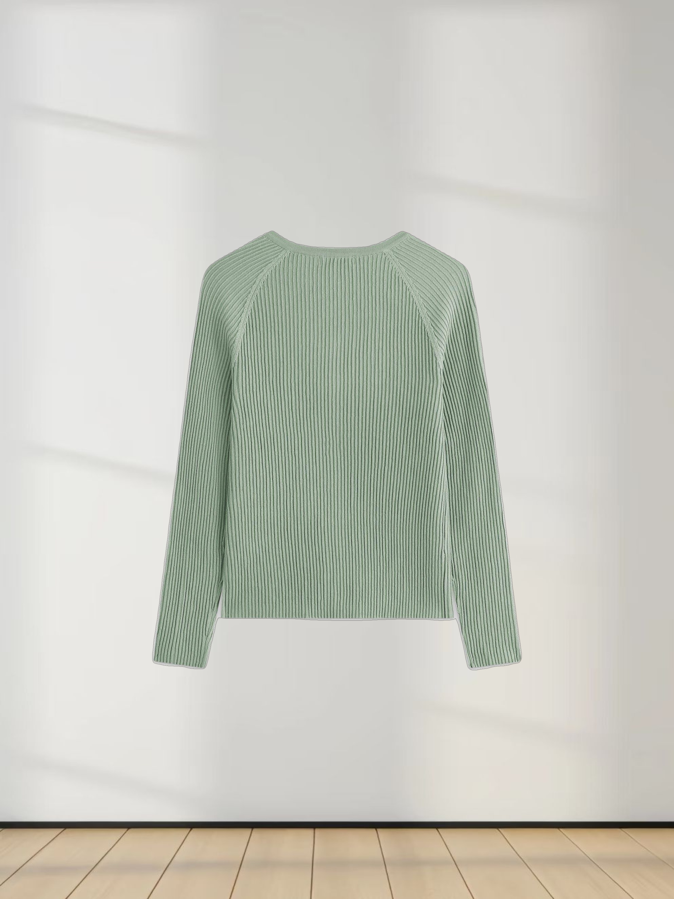 Ribbed Knit Cardigan-Seafoam