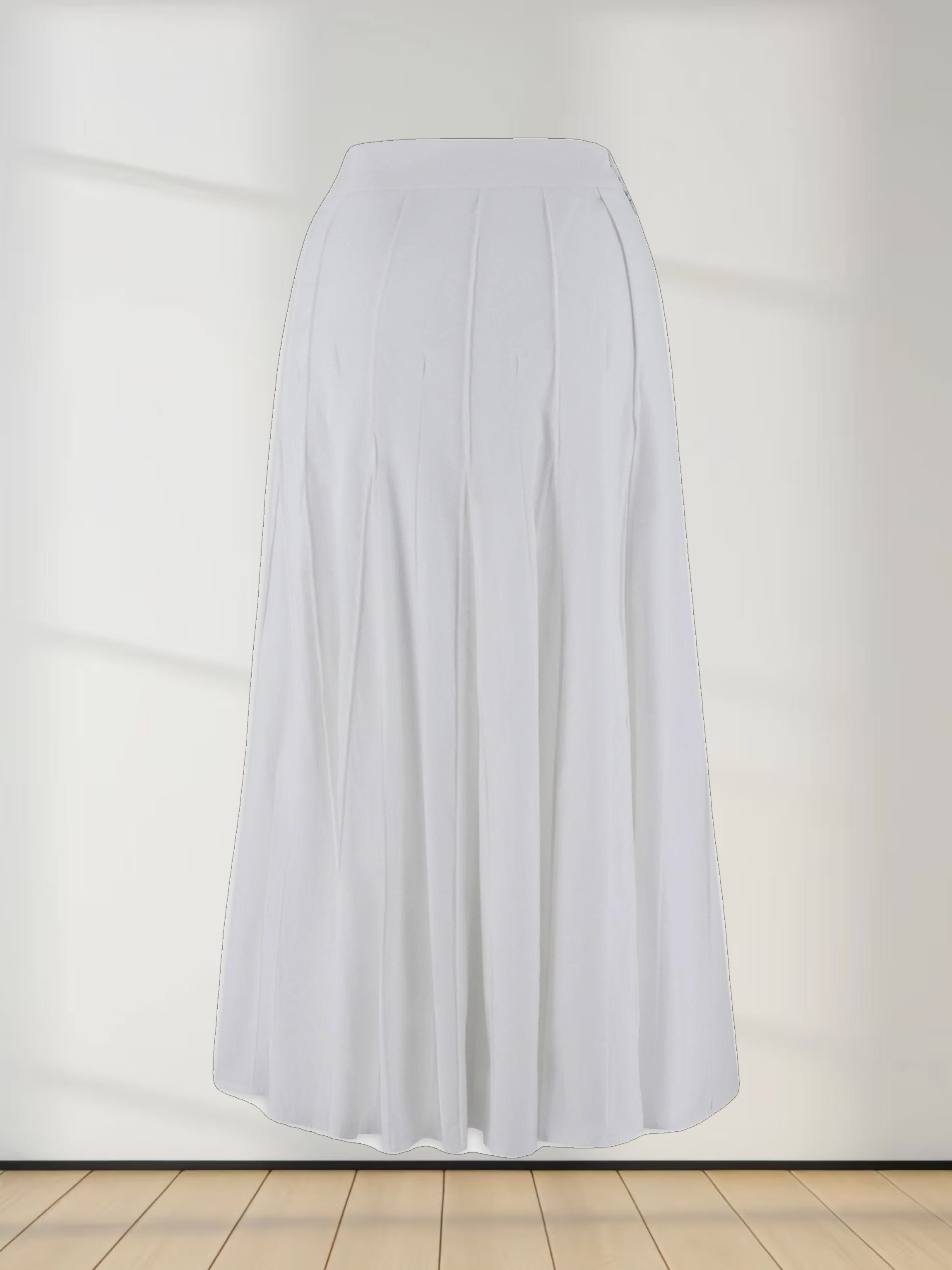 Cotton Pleated Skirt-White