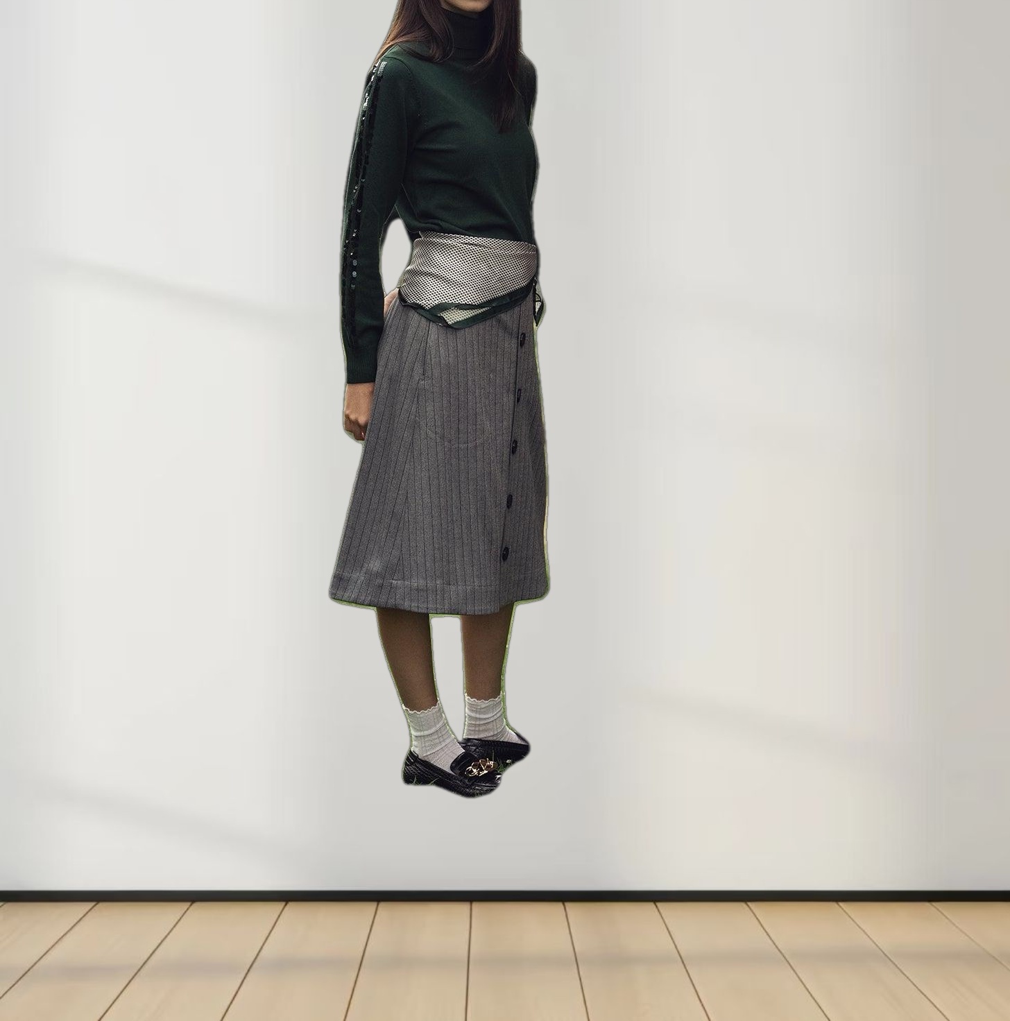 Sequin Trim Sweater-Green