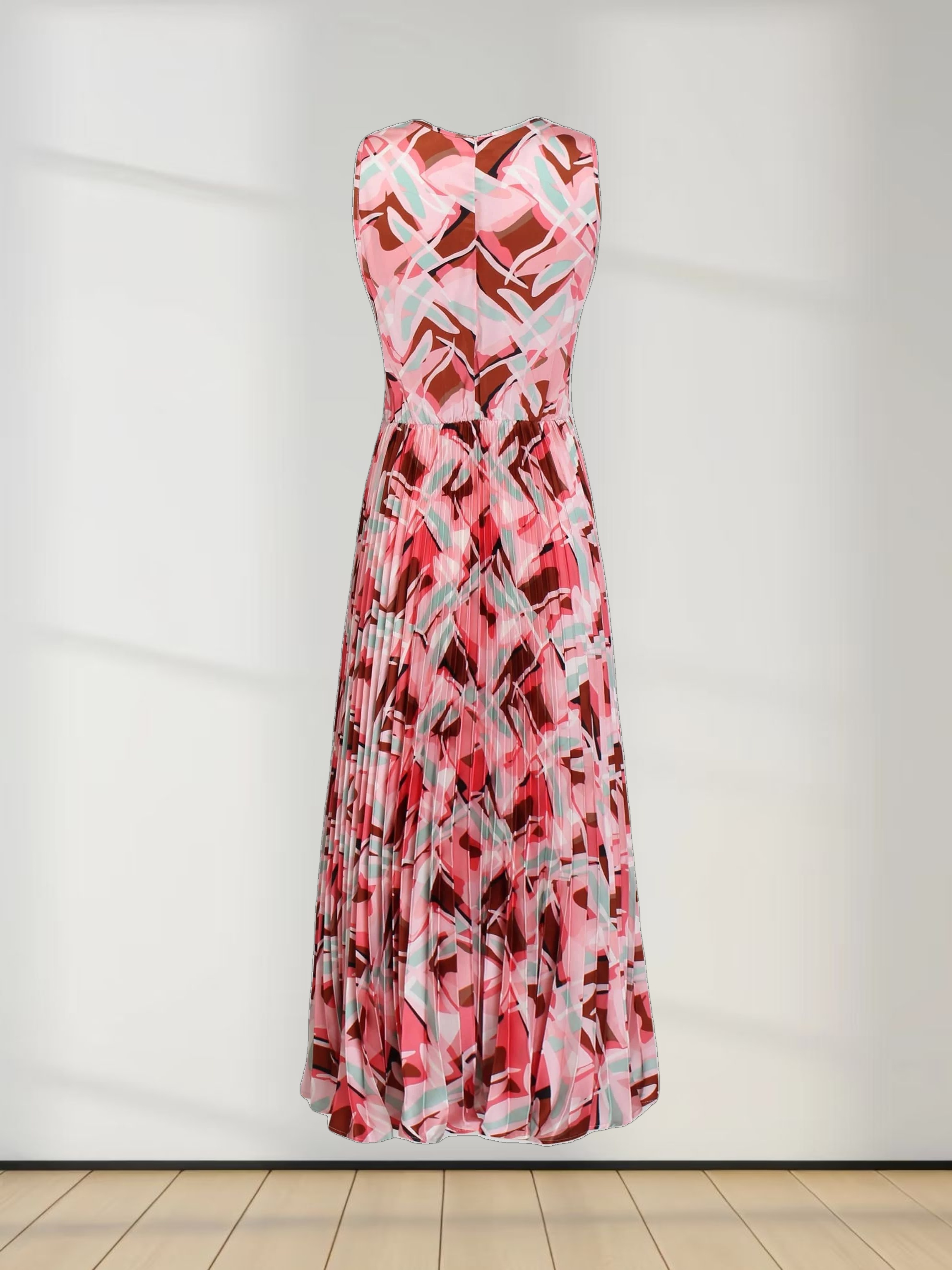 Pleated Slip Dress-Geo Rose