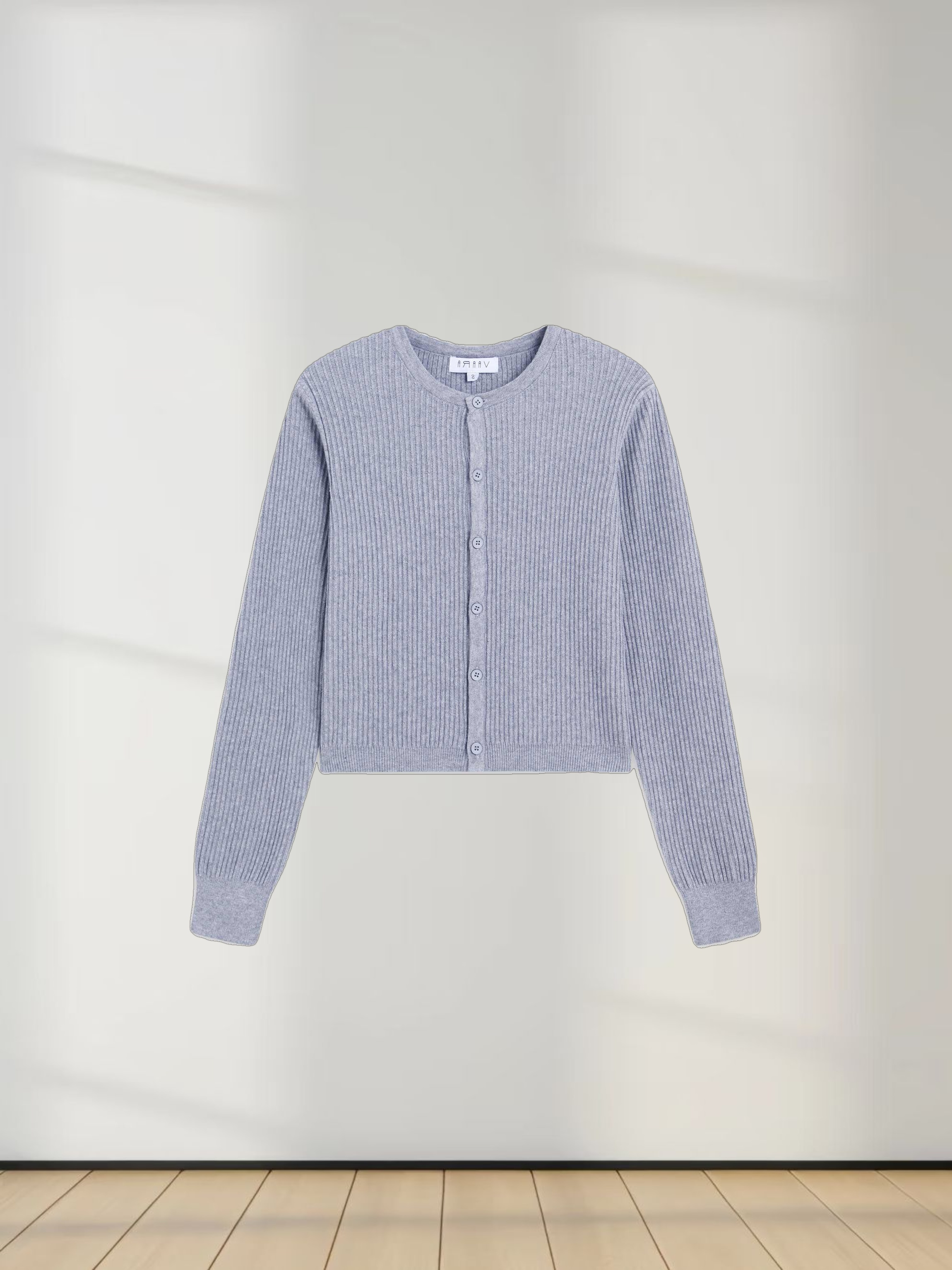 Button Down Ribbed Cardigan-Heathered Grey