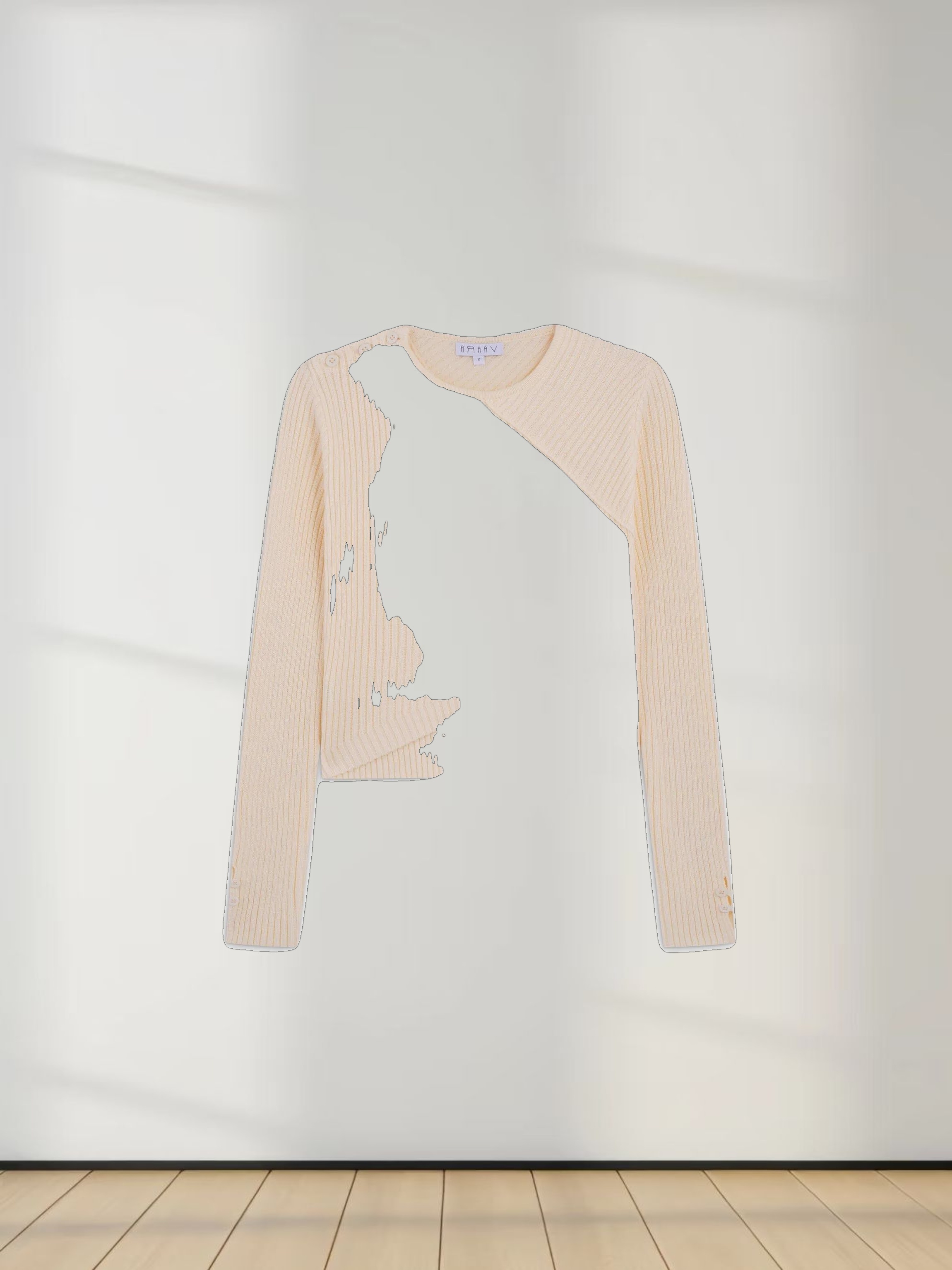 V Bottom Crop Sweater-Ivory