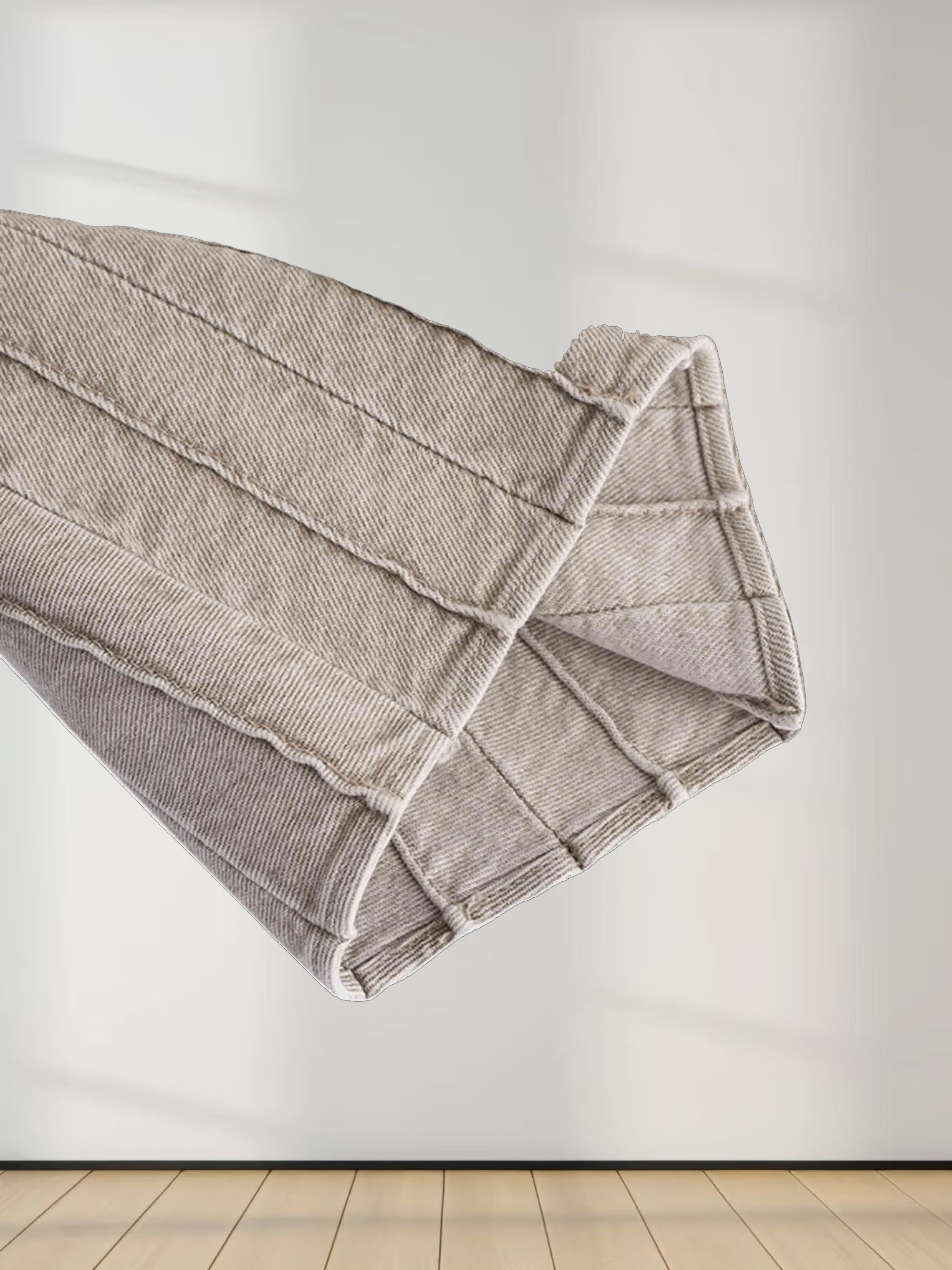 Stitched Micro Pleat Denim Skirt-Olive