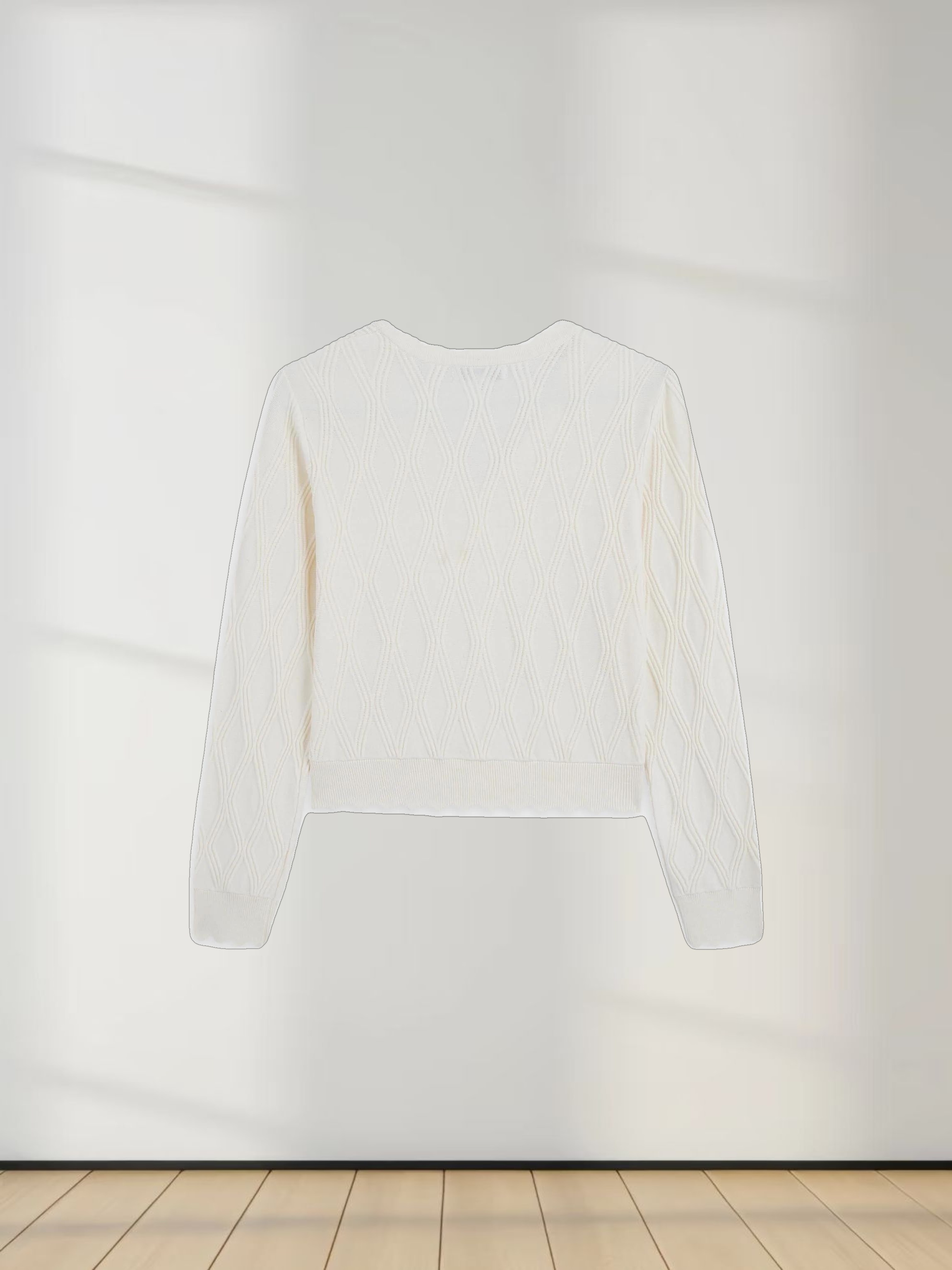 Scalloped Edge Cardigan-Ivory