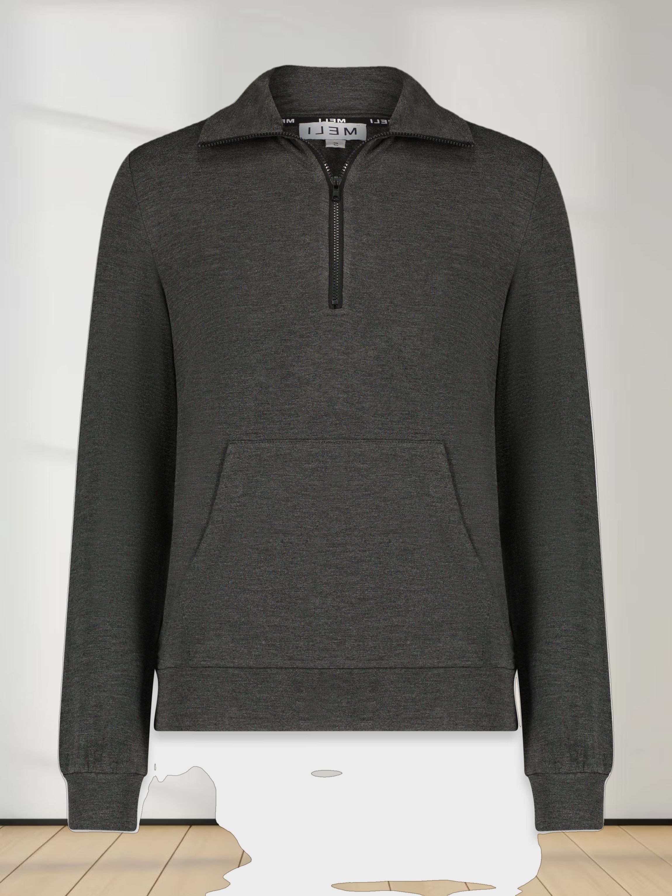 SIGNATURE ZIP TEE-CHARCOAL GREY