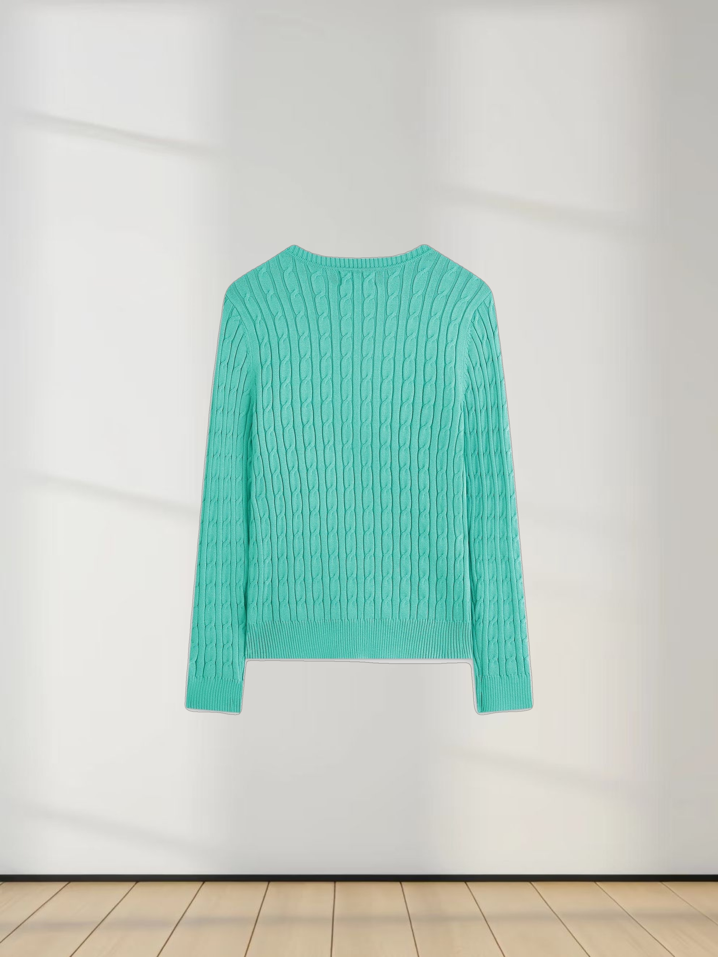 Knit Cable Sweater-Mint