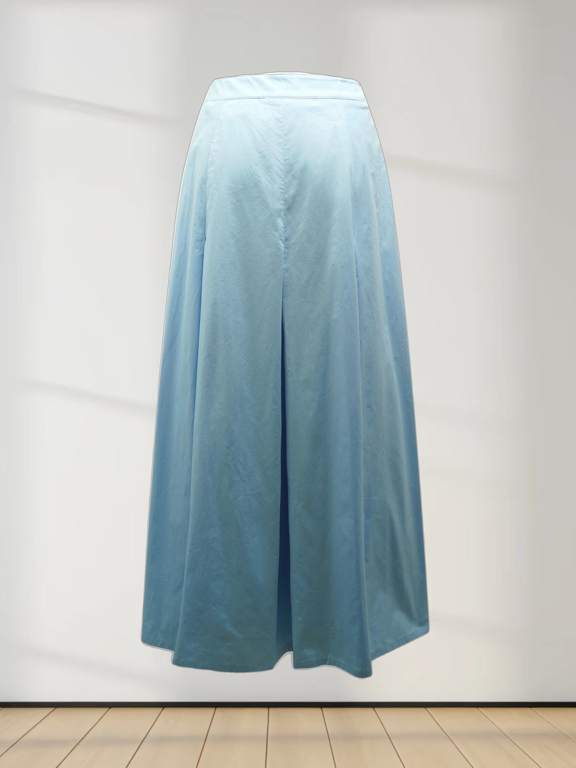 Stitch Down Cotton Pleated Skirt-Light Blue