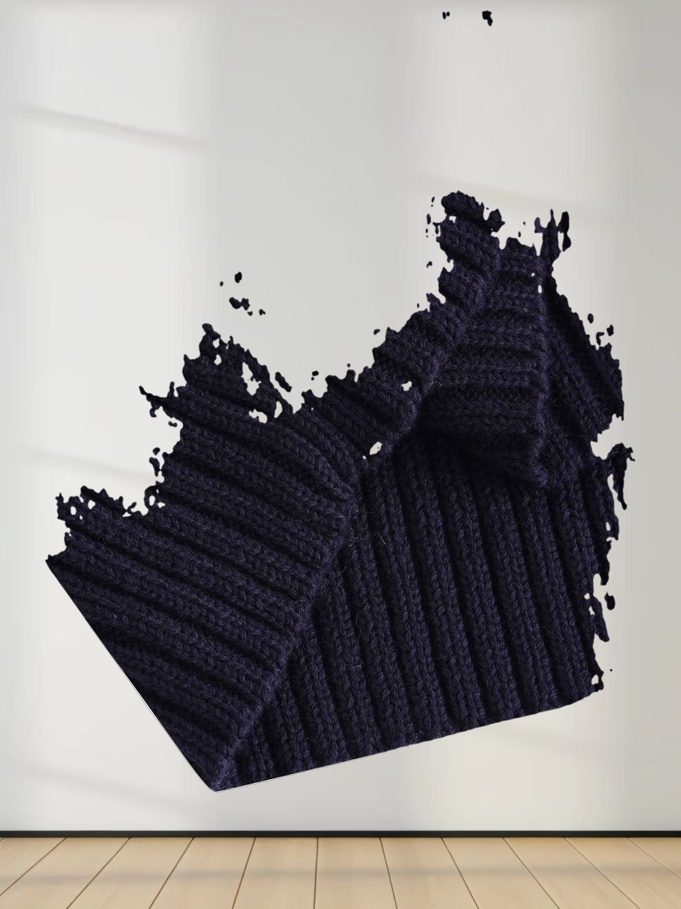 V Bottom Crop Sweater-Navy