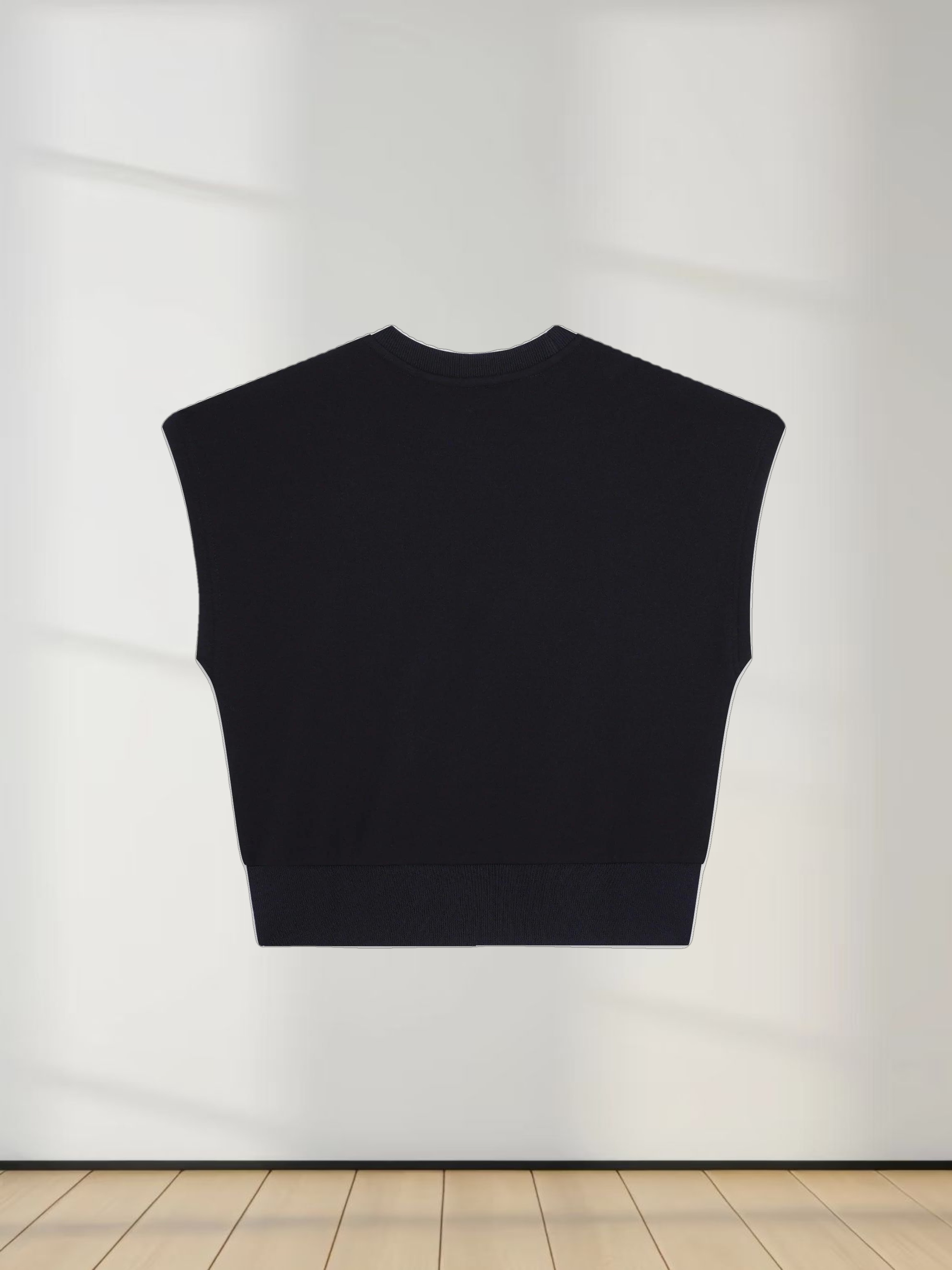 Sweatshirt Crop Vest-Black