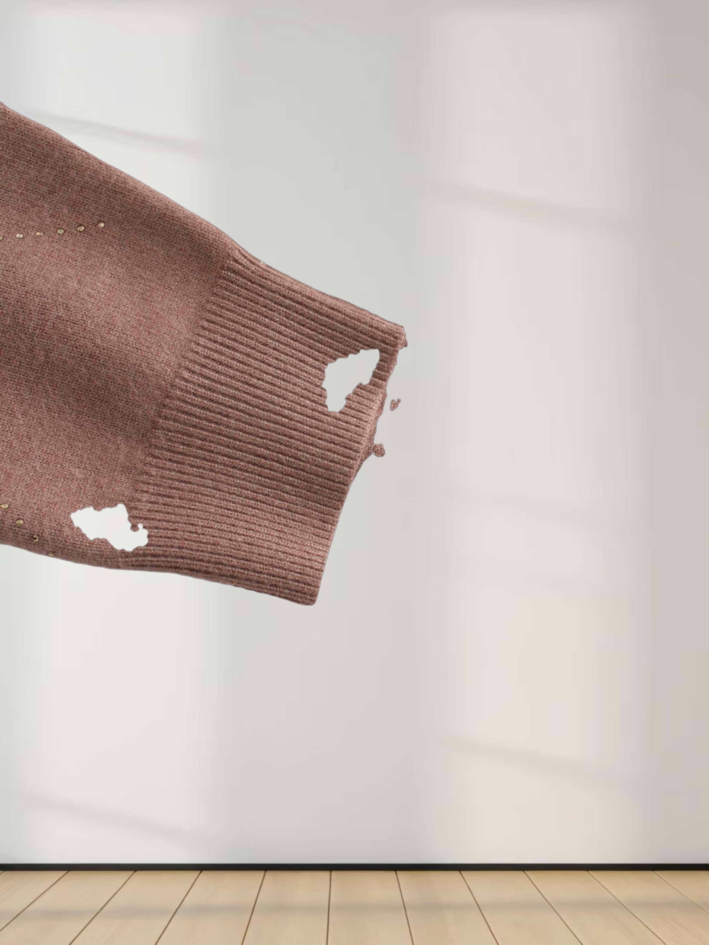 Diamond Stud Design Sweater-Mocha Mousse