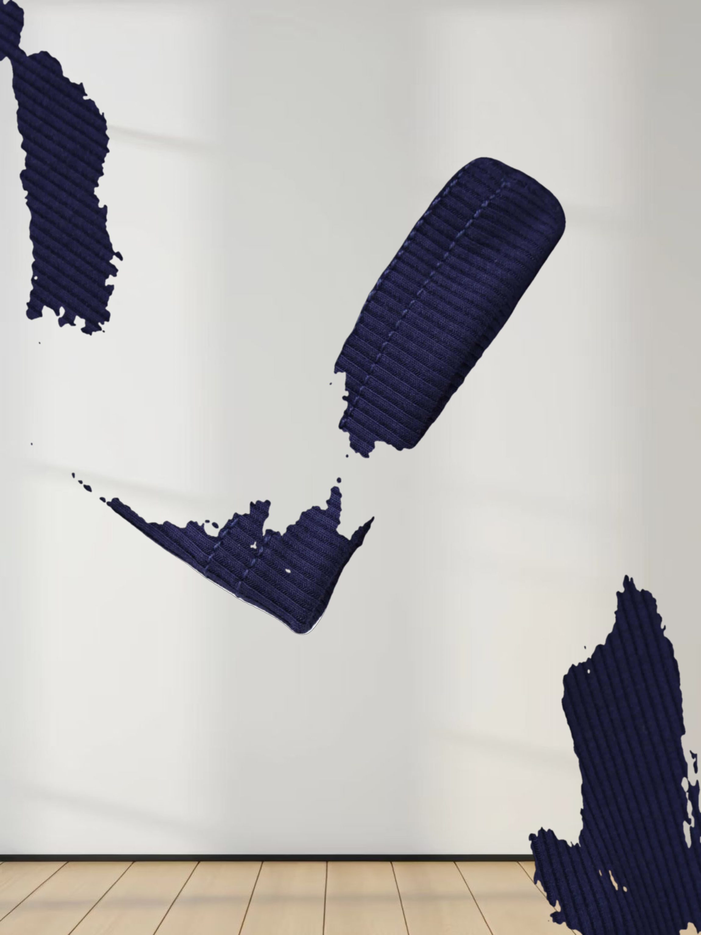 RIBBED HIGH V LS-NAVY