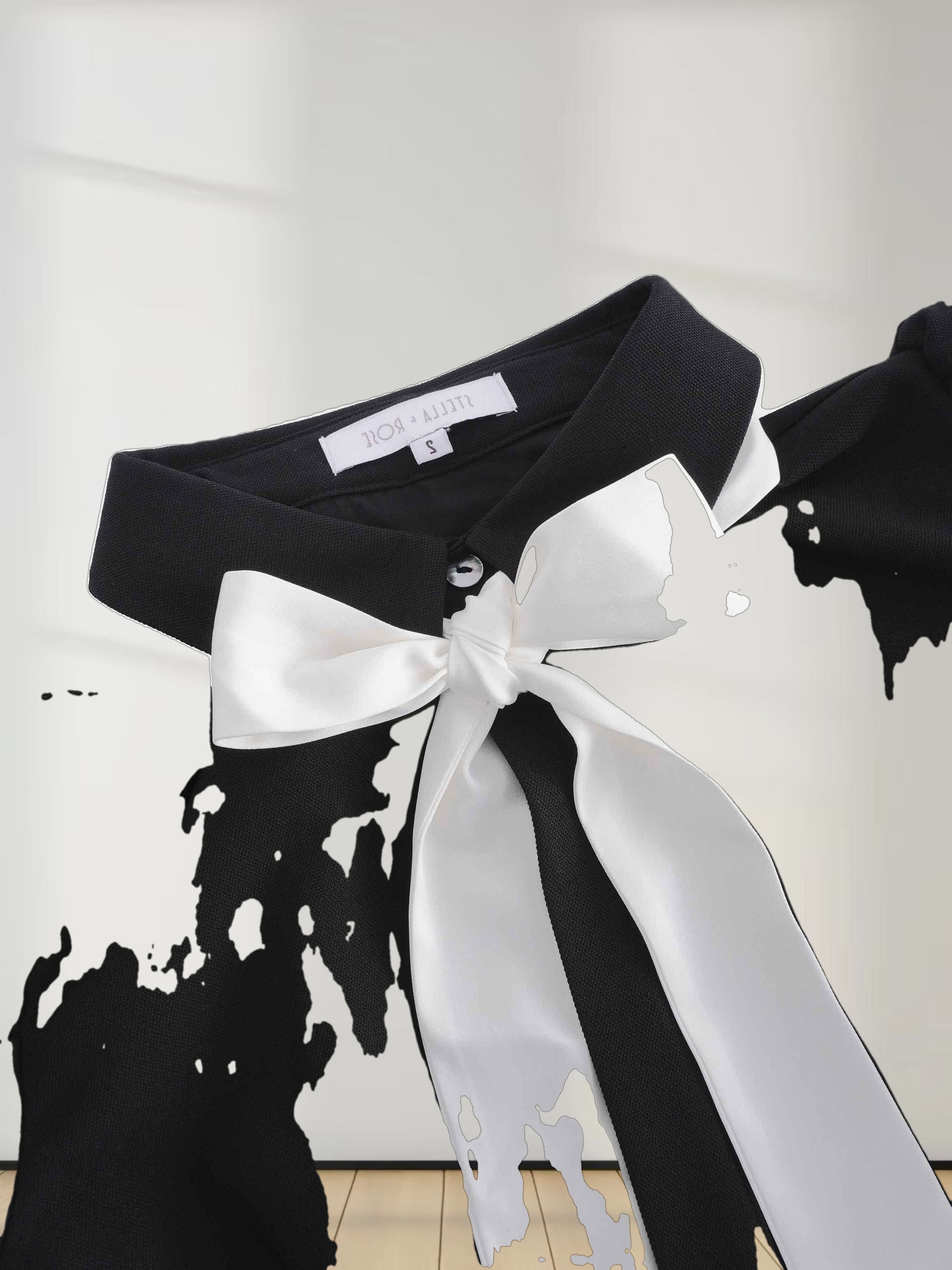 Lily Dress-Black/Cream Bow
