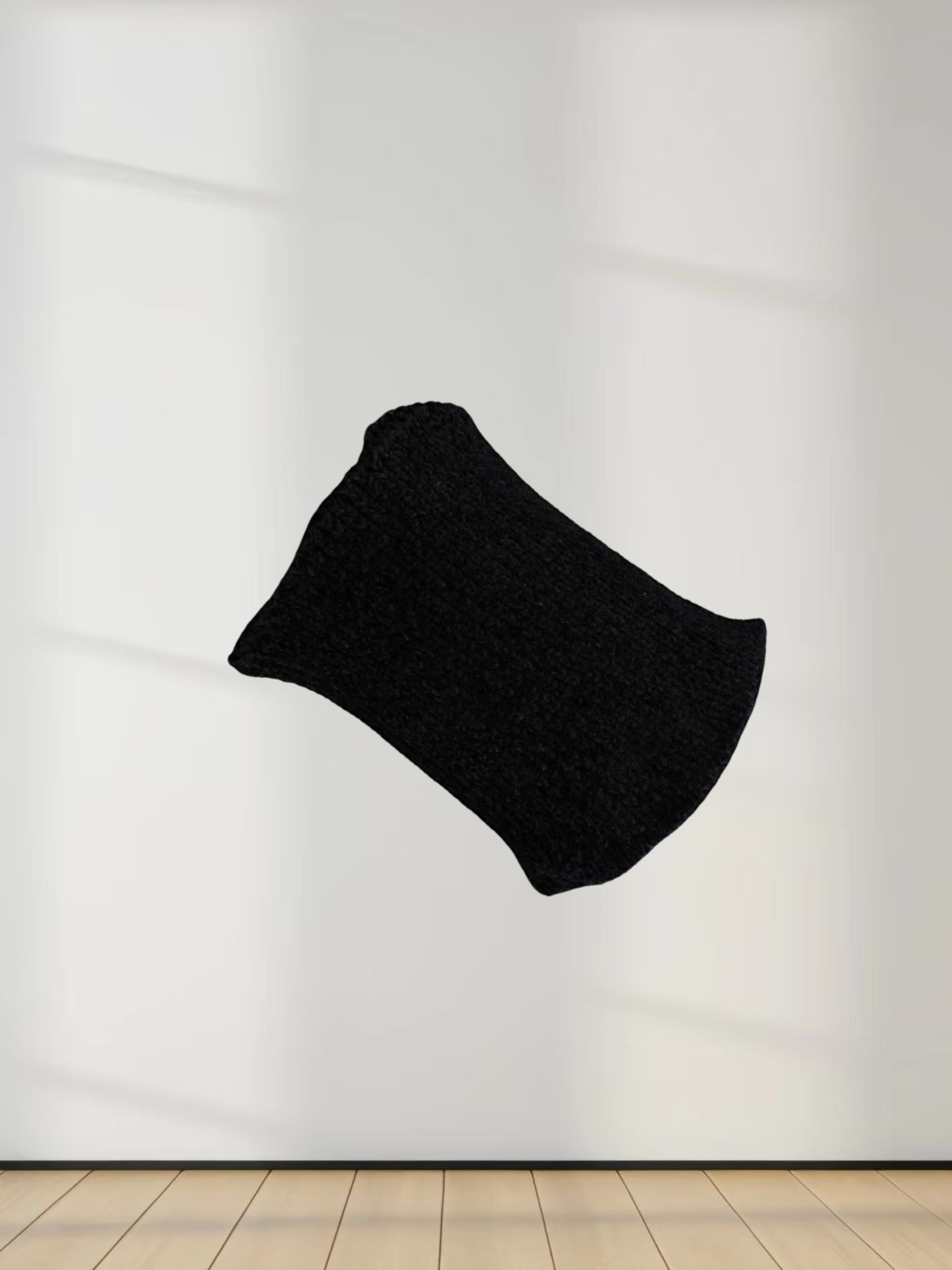 Chenille Waffle Sweater-Black