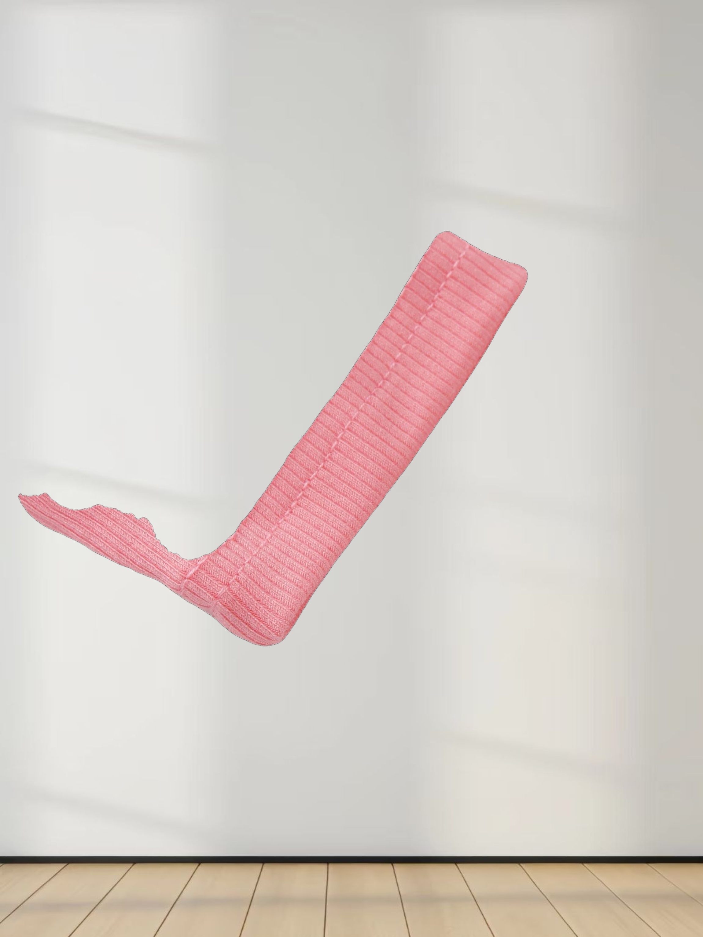 High V Ribbed Tee LS-True Pink