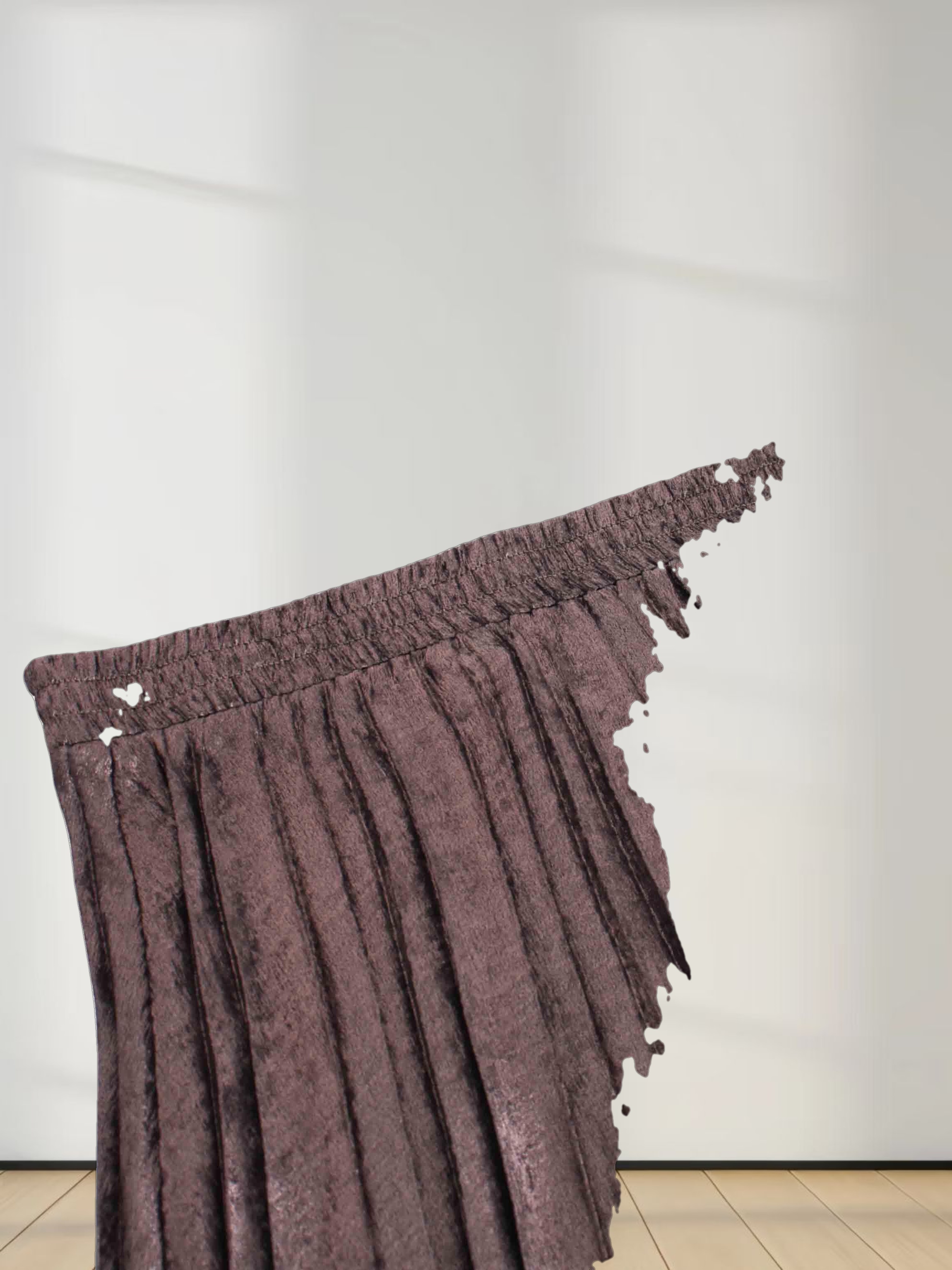 Covered Band Pleated Skirt-Brown Shimmer
