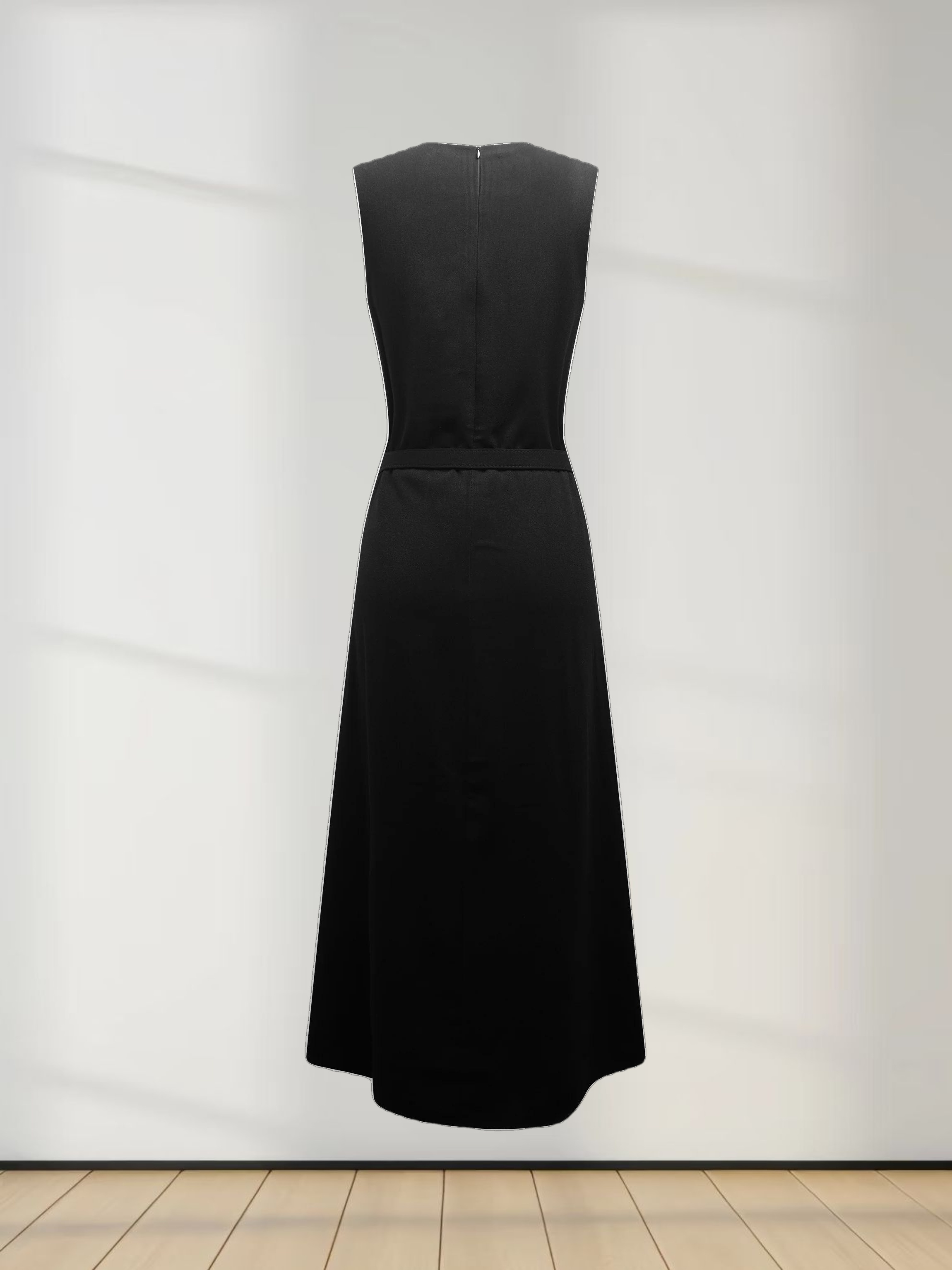 Stitched Down Pleated Jumper-Black