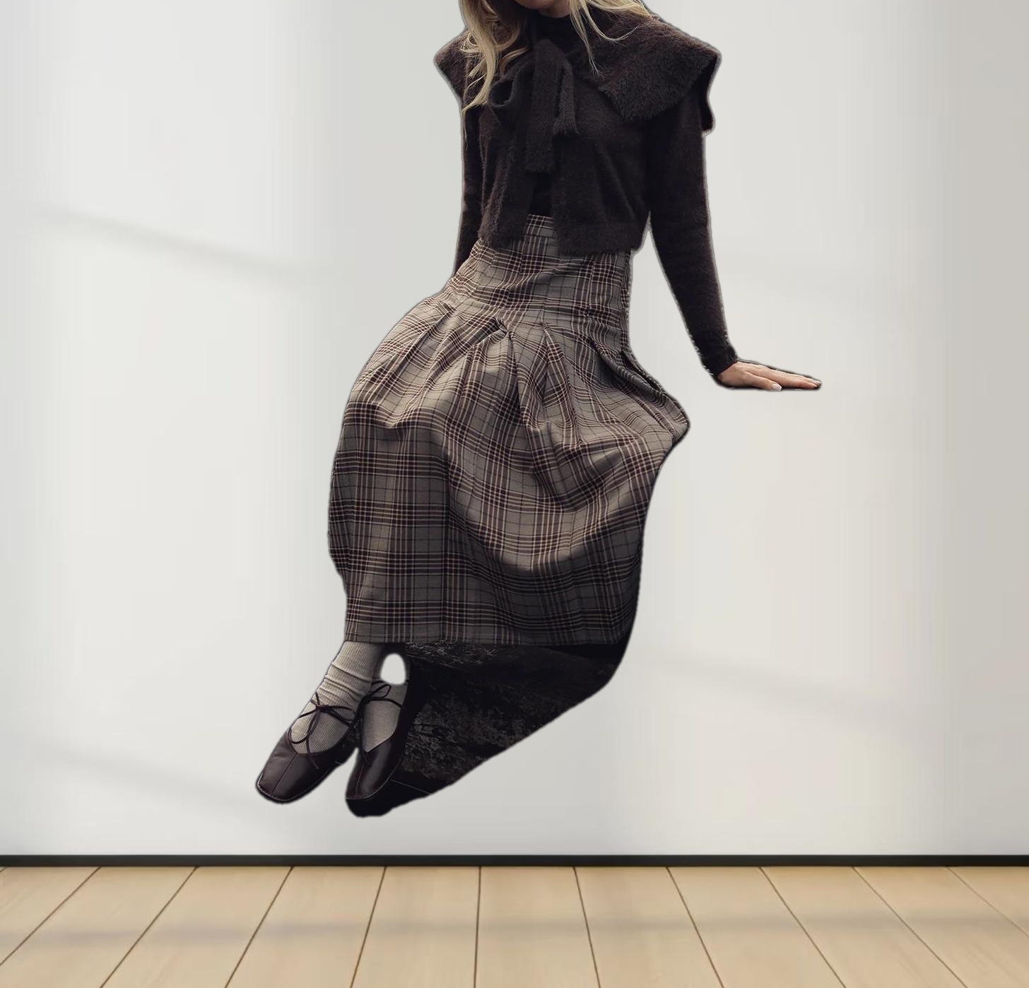 Mohair Shawl Collar Cardigan-Brown