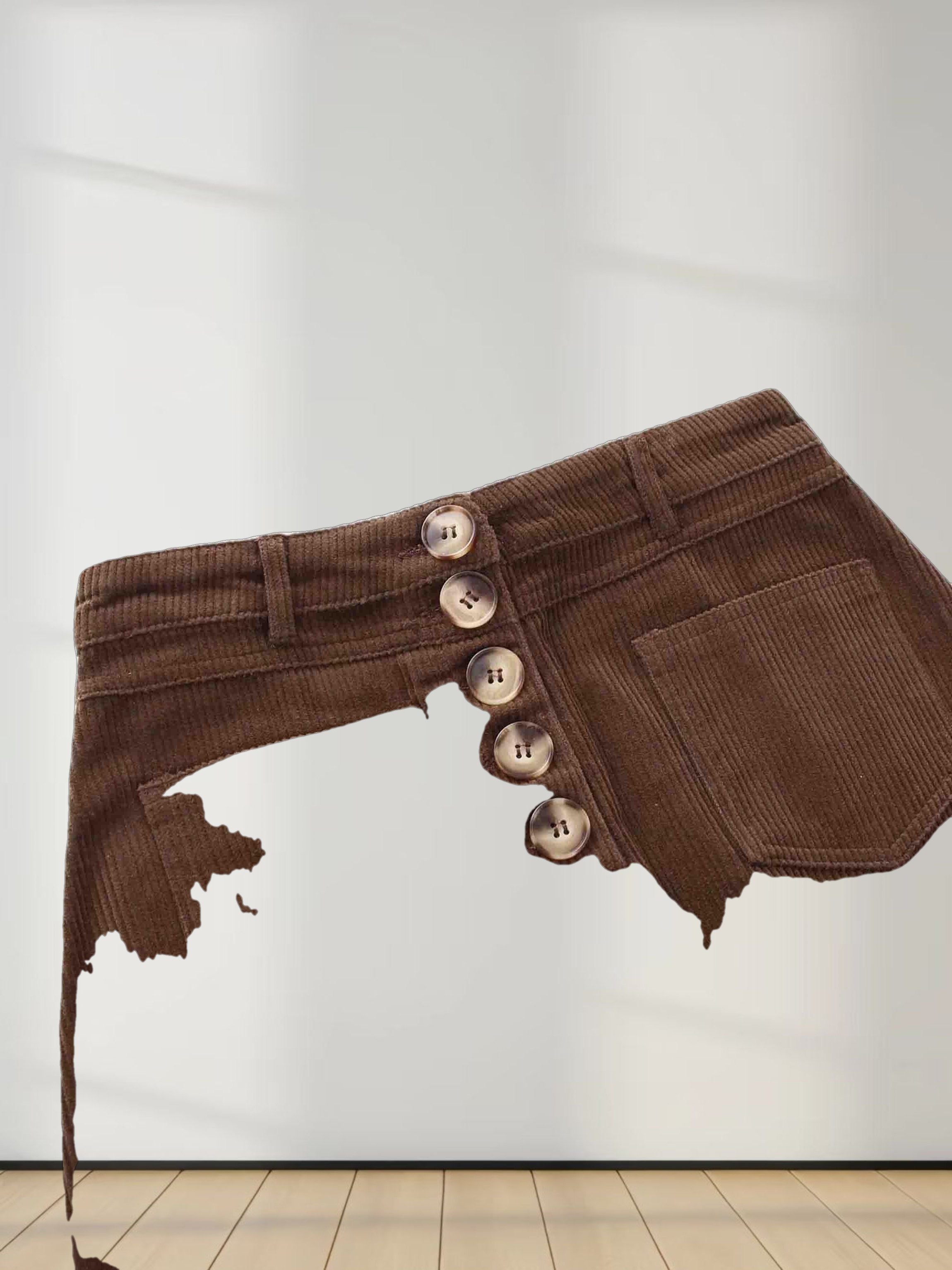 Straight Pocket Skirt-Brown