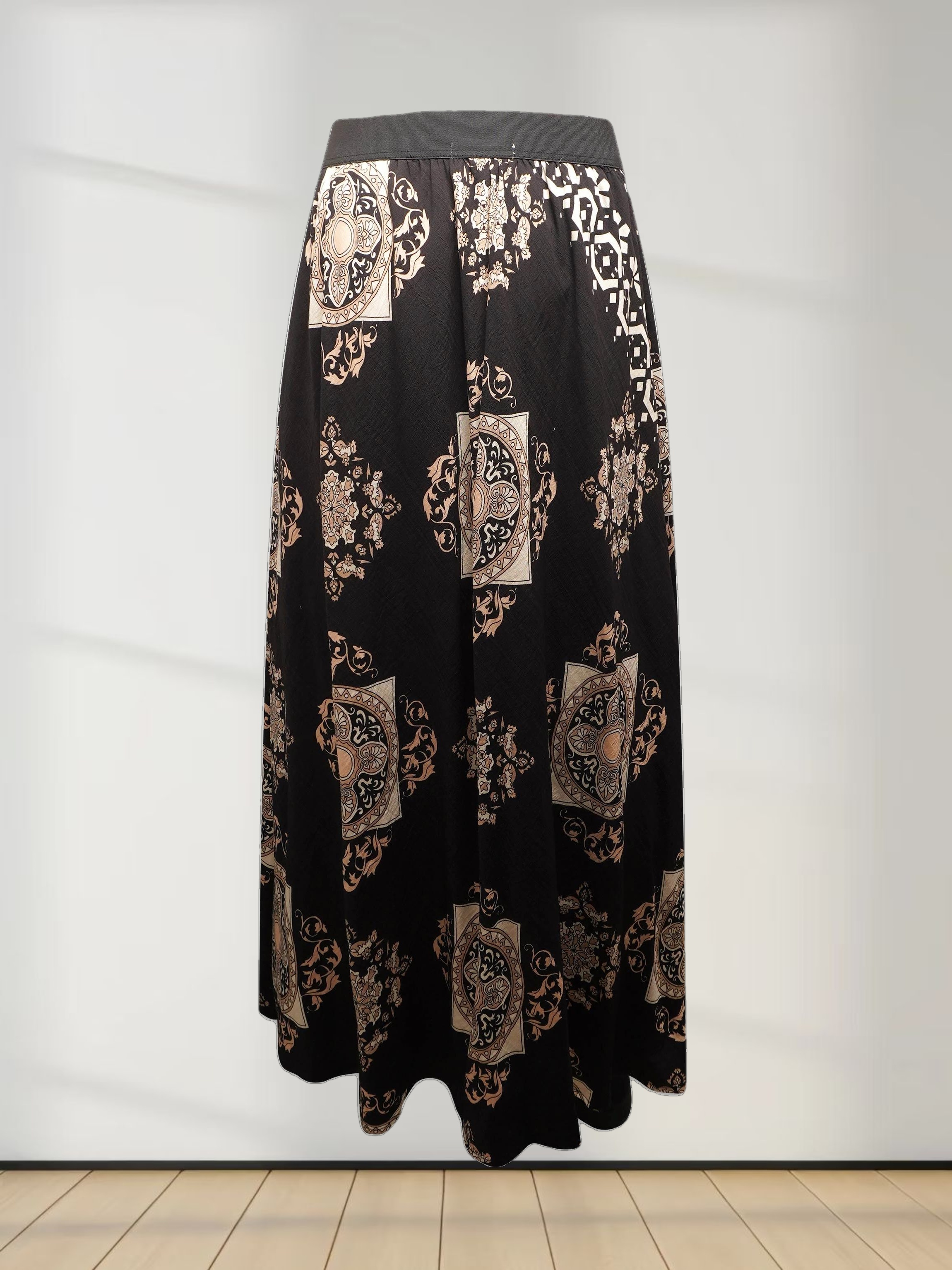 Leather Buckle Skirt-Black Medallion