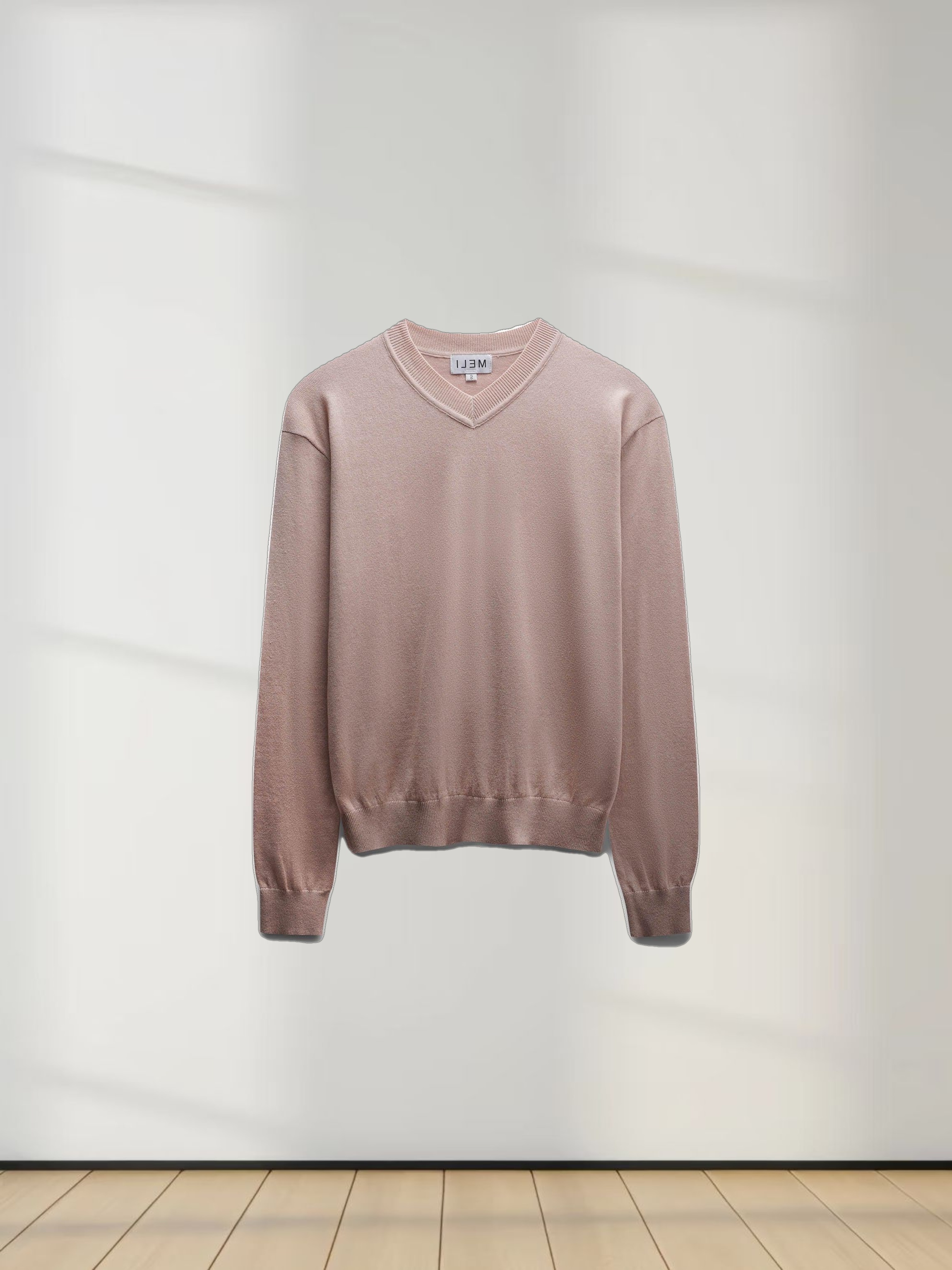 High V Lightweight Sweater-Tan