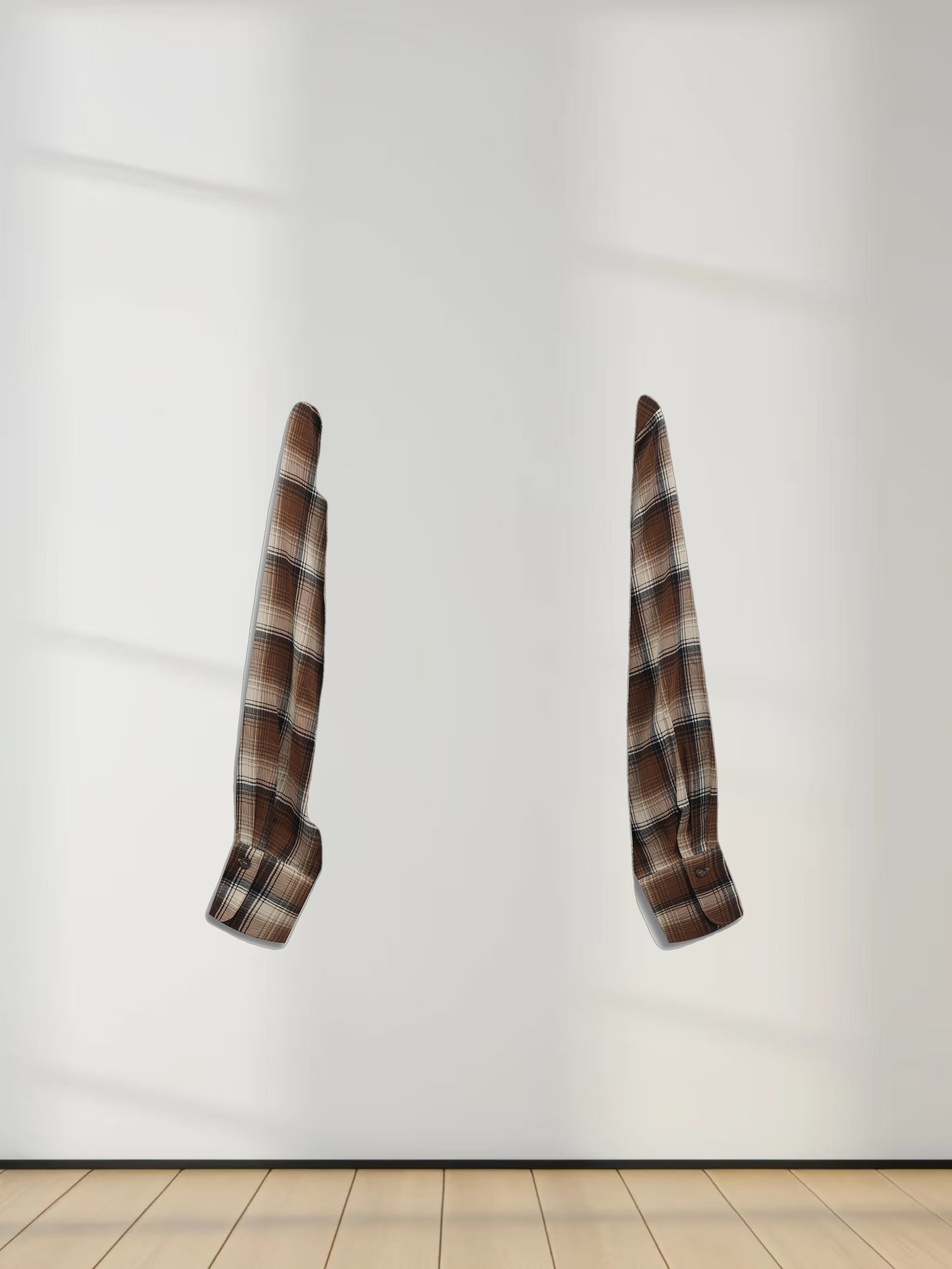 Button Down Blouse-Brown Plaid