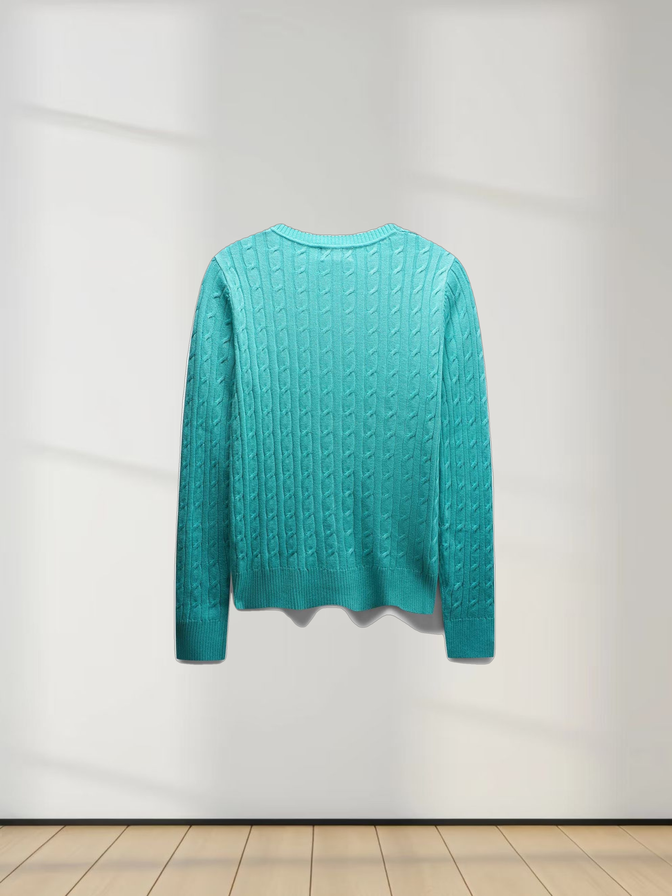 Knit Cable Sweater-Aqua