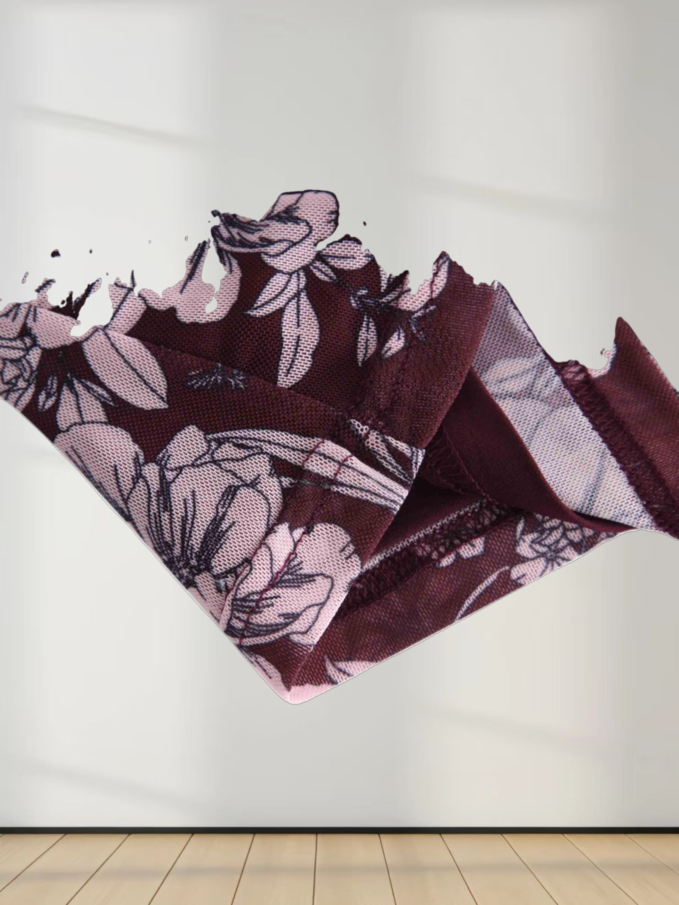 Printed Mesh Crew Neck Top-Striped Floral