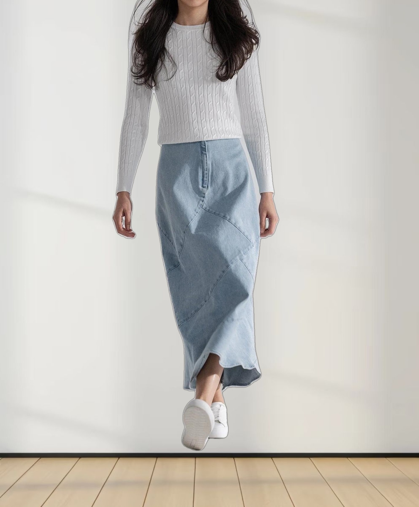 Knit Cable Sweater-White